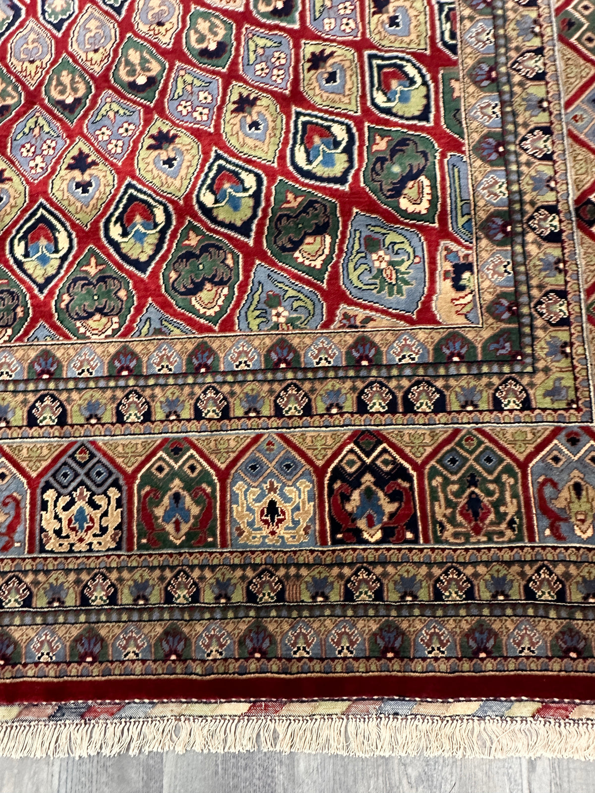 Afghan Rug 8x11, Red, Beige & Light Blue, Hand-Knotted Wool, view 7