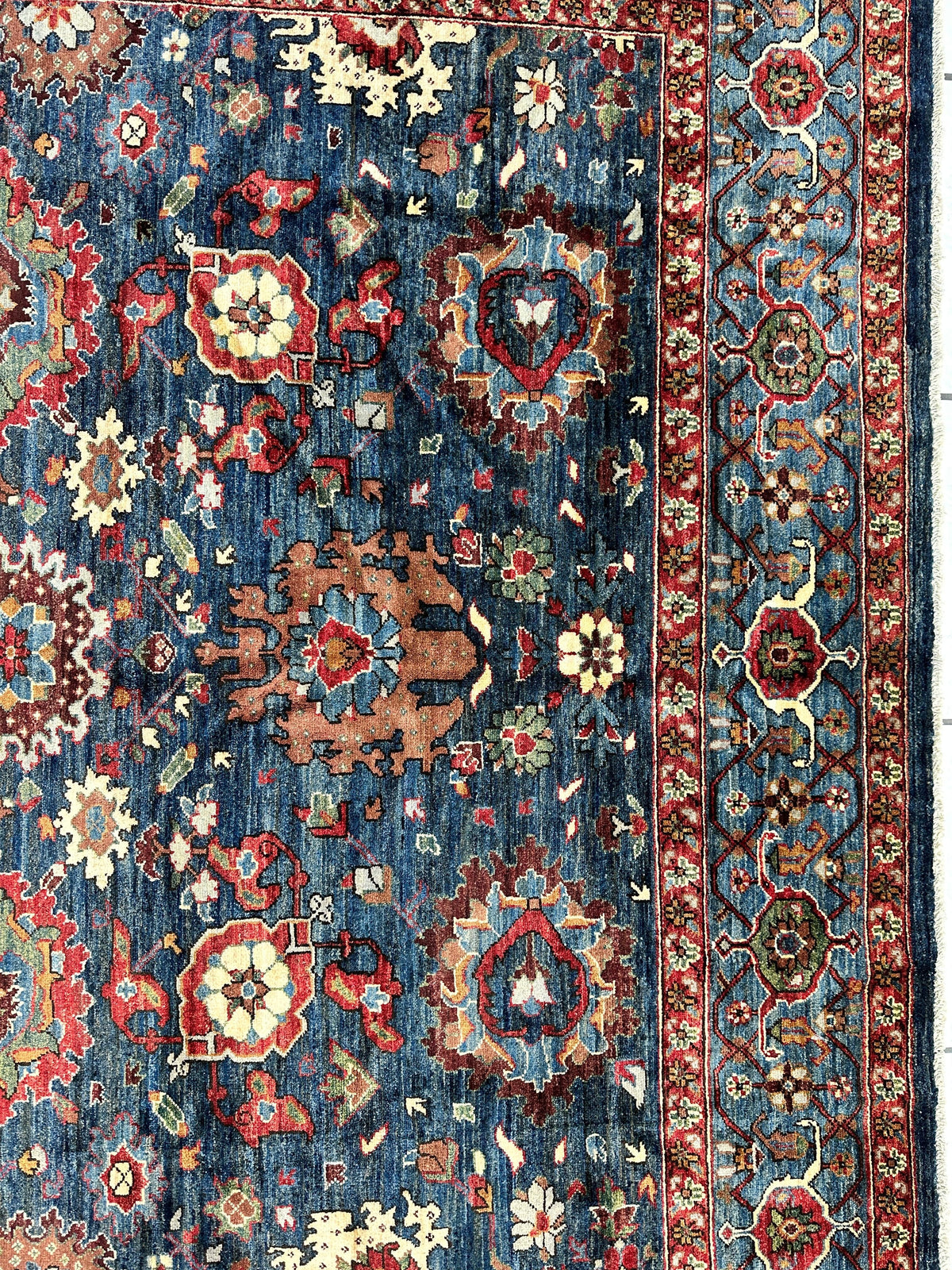Afghan Serapi Rug 8' x 10', Hand-Knotted Wool, Blue, Gold & Ivory, view 10