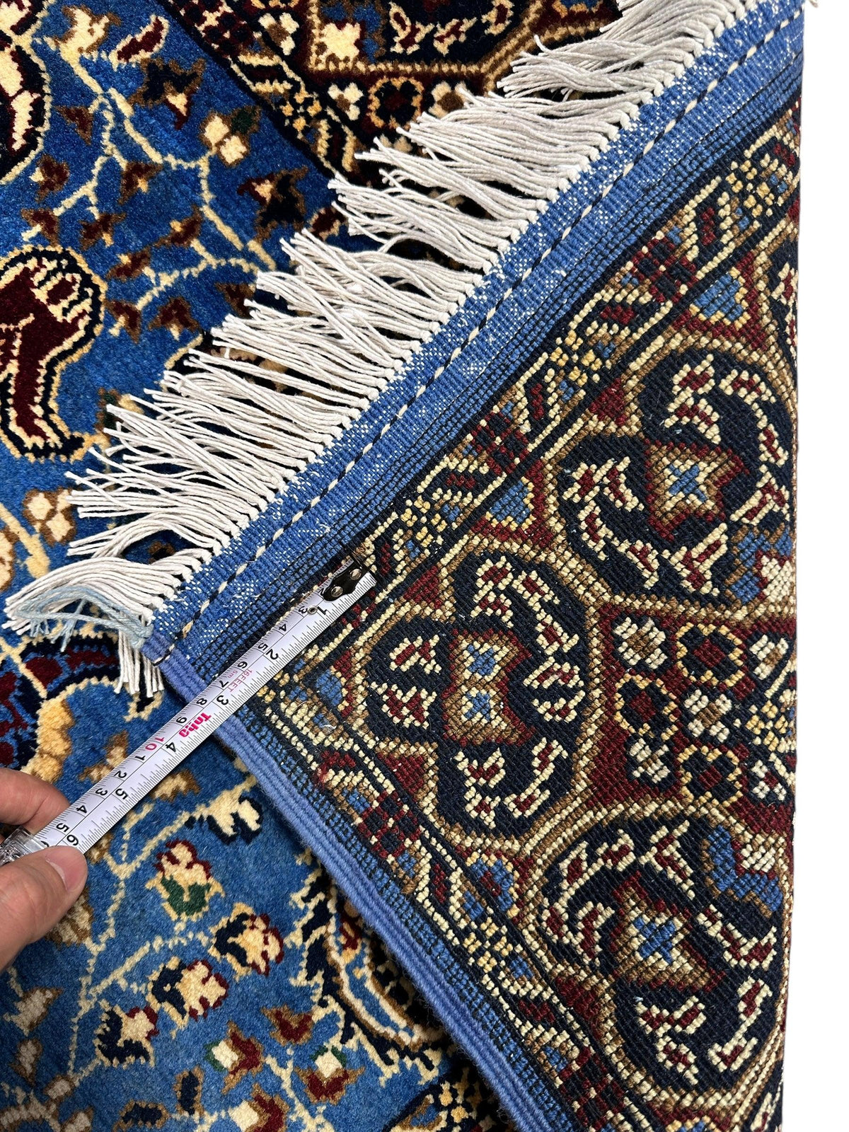 Afghan Rug 3x5, Blue, Navy & Ivory, Hand-Knotted Wool, view 6