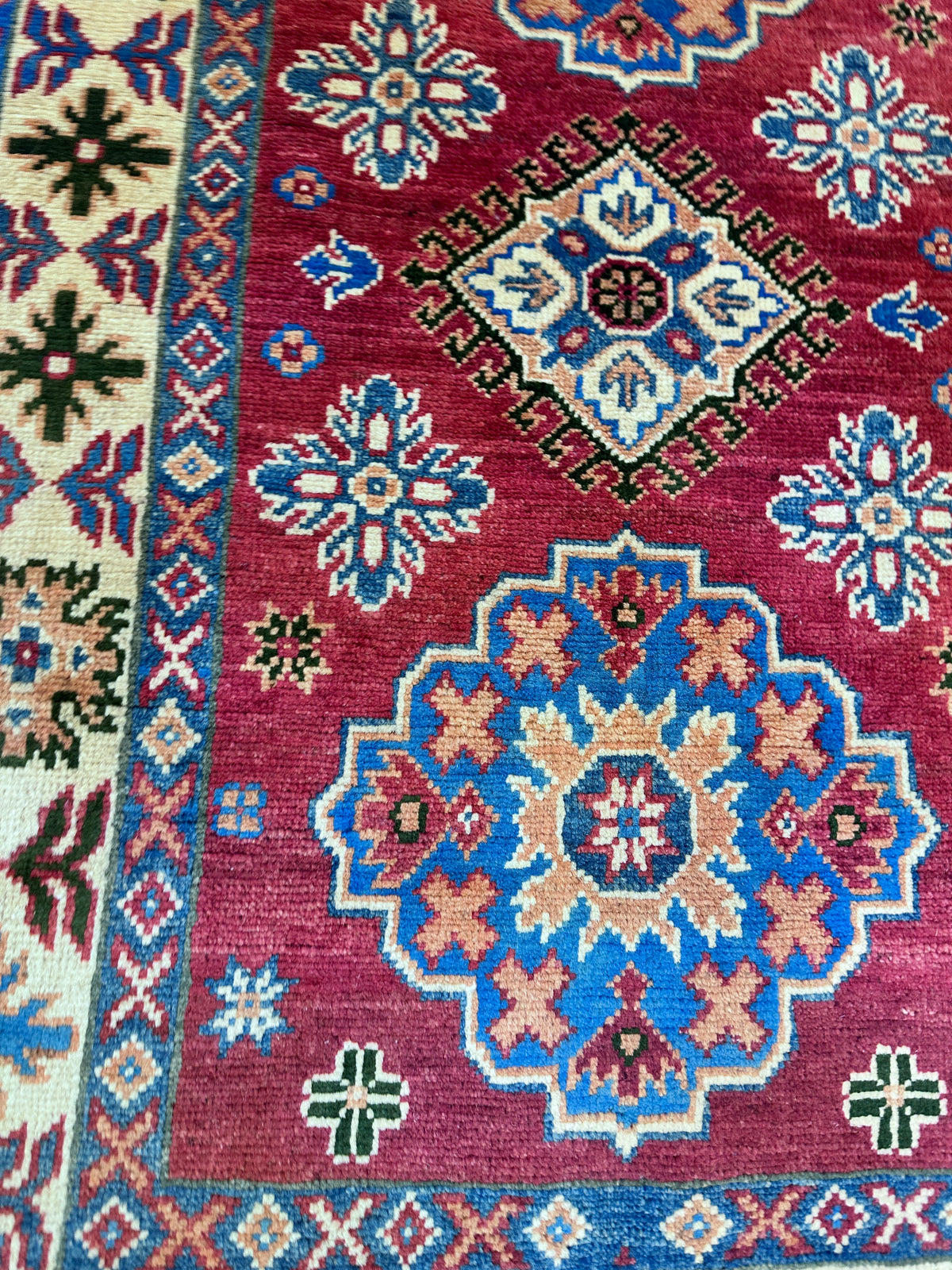Hand-Knotted Afghani Kazak Wool Rug – 2’8″ x 4’2”, view 3
