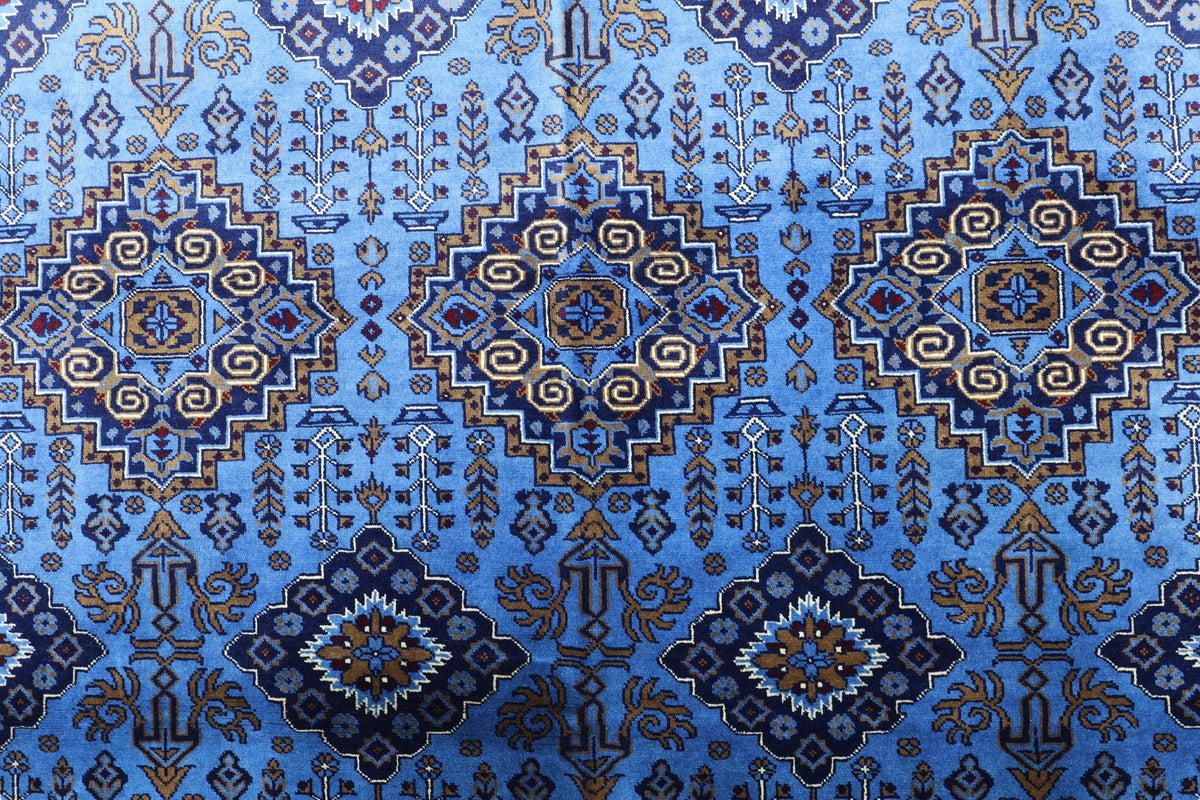 Afghan Zerkhaki Rug 6'6" x 10', Hand-Knotted Wool, Blue, view 5