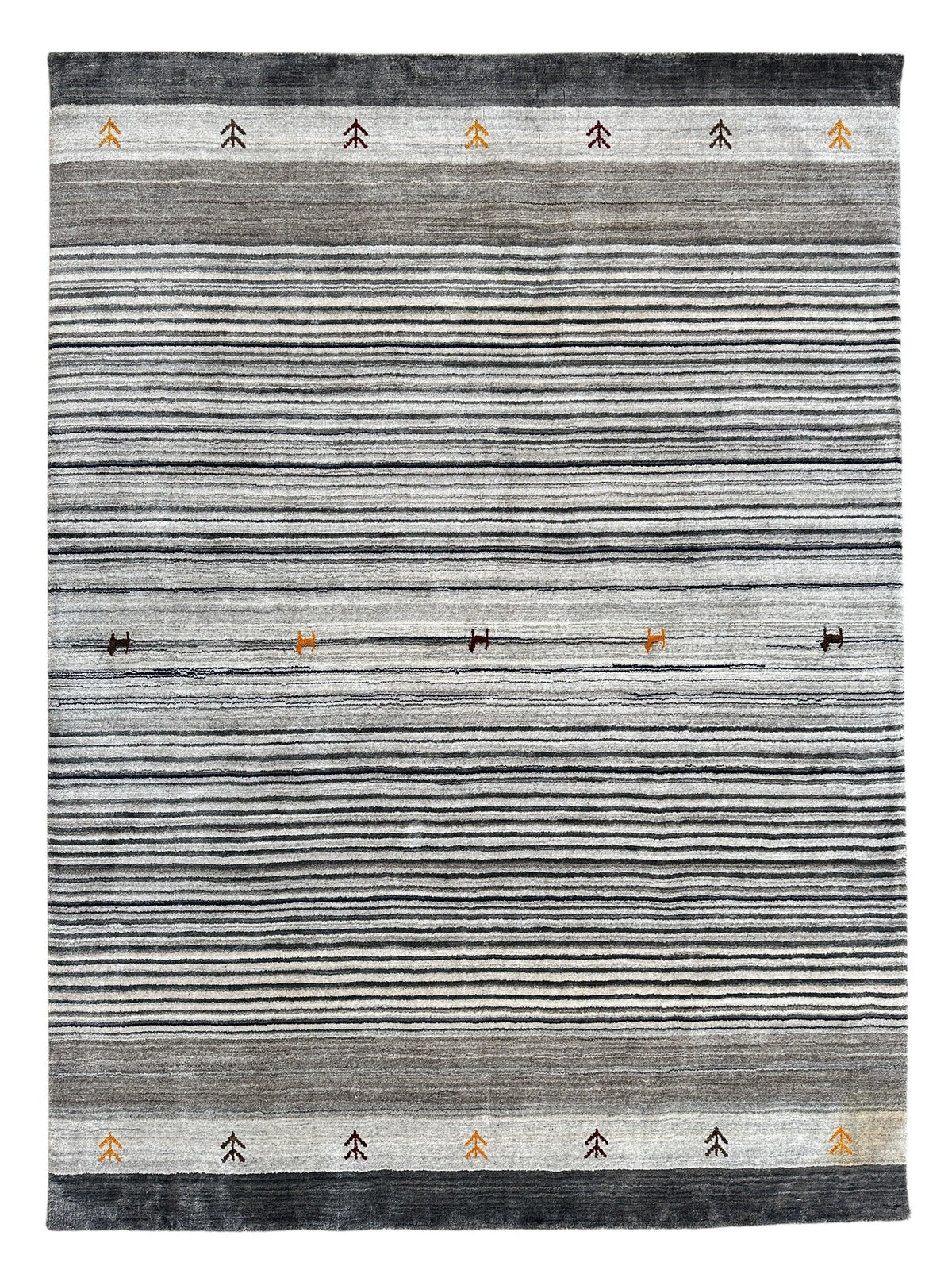 Indian Gabbeh Rug 4'9" x 6'6", Hand-Loomed Wool & Bamboo Silk, Blue