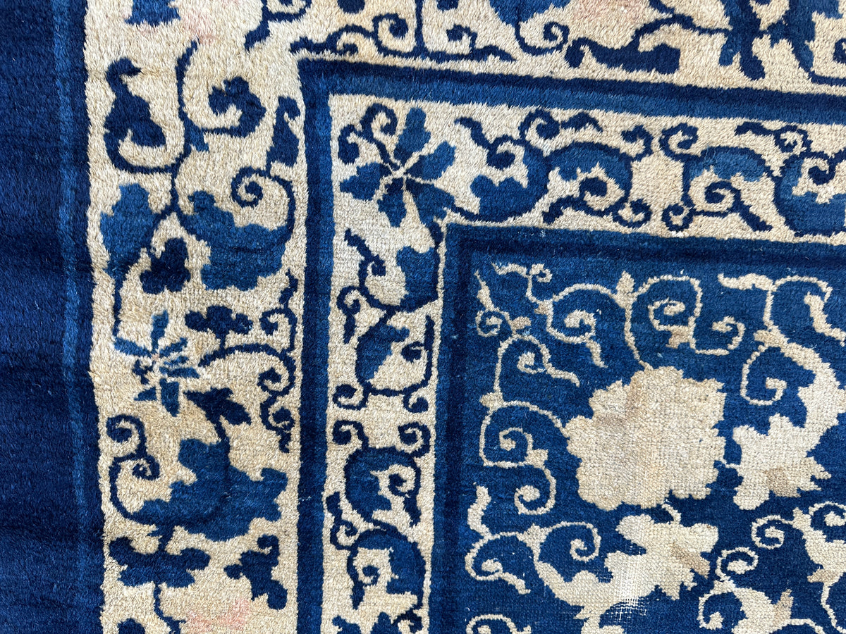 Antique Chinese Rug 9' x 11'6", Hand-Knotted Wool, 19th-Century, view 11