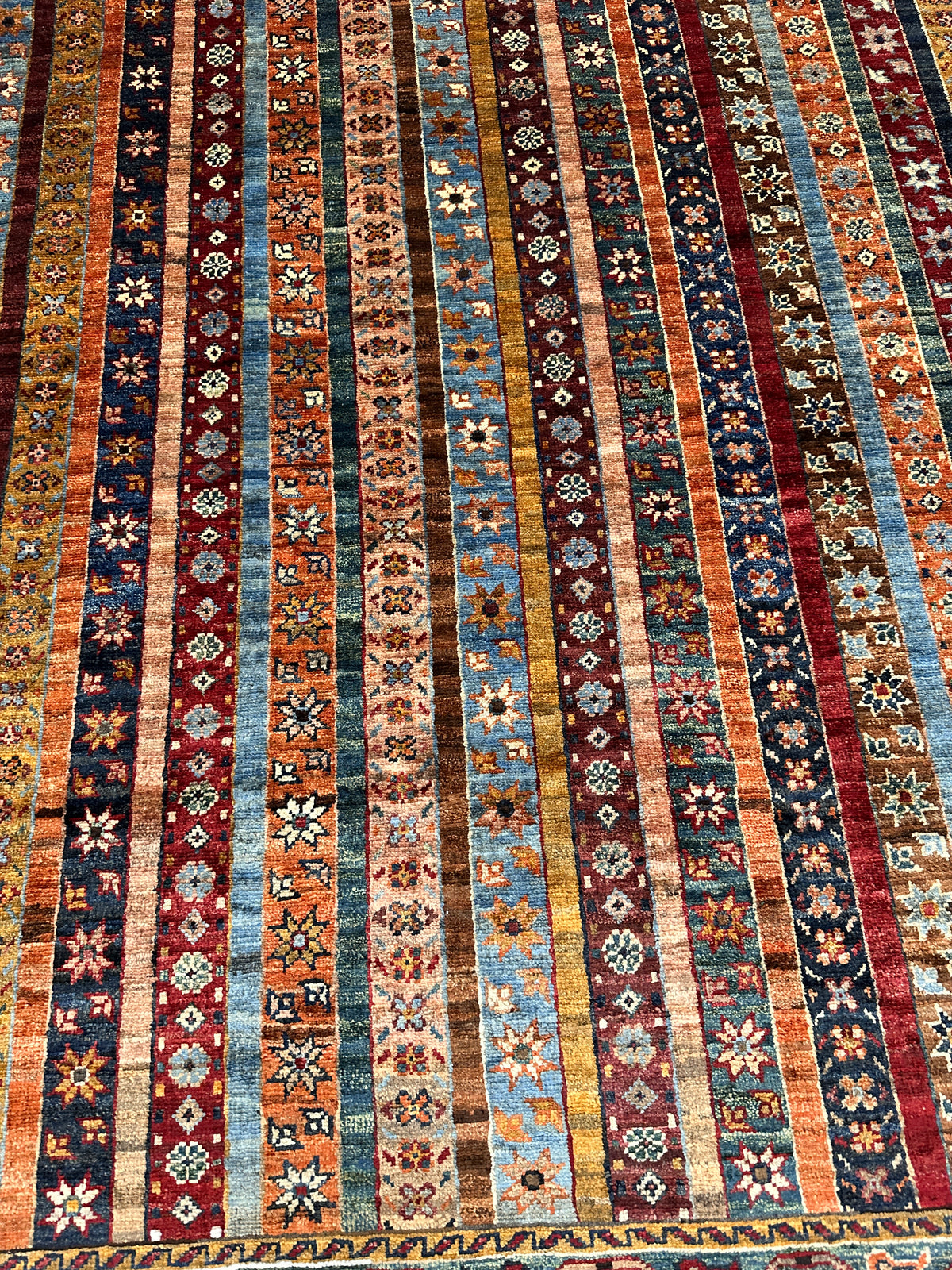 Afghan Khorjin Rug 5'10" x 8', Hand-Knotted Wool, Red, Blue & Orange, view 5