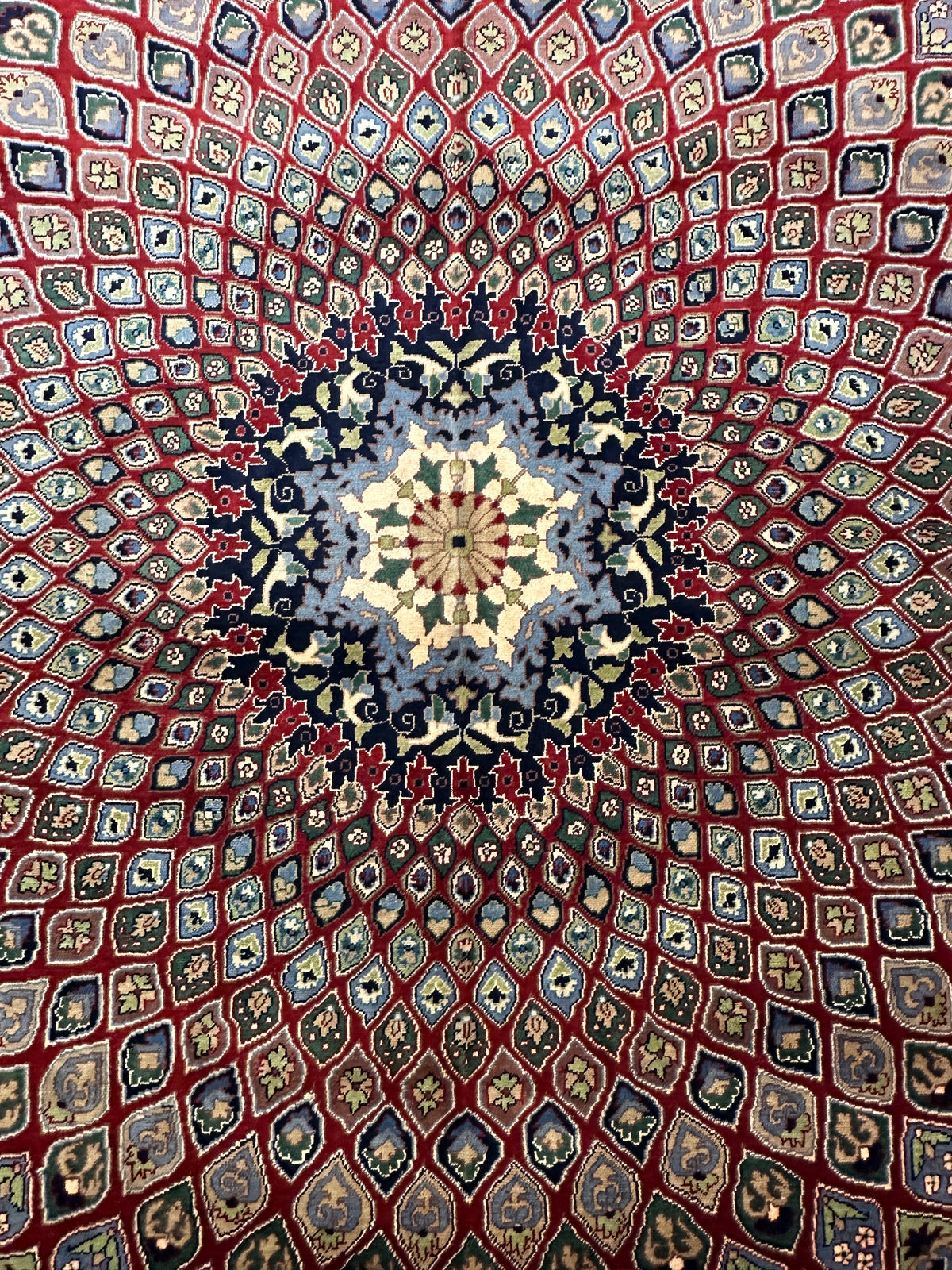 Afghan Rug 8x11, Red, Beige & Light Blue, Hand-Knotted Wool, view 8