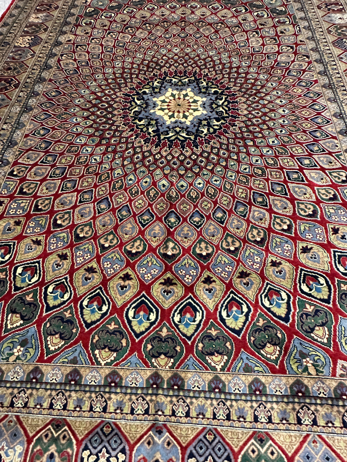 Afghan Rug 8x11, Red, Beige & Light Blue, Hand-Knotted Wool, view 11