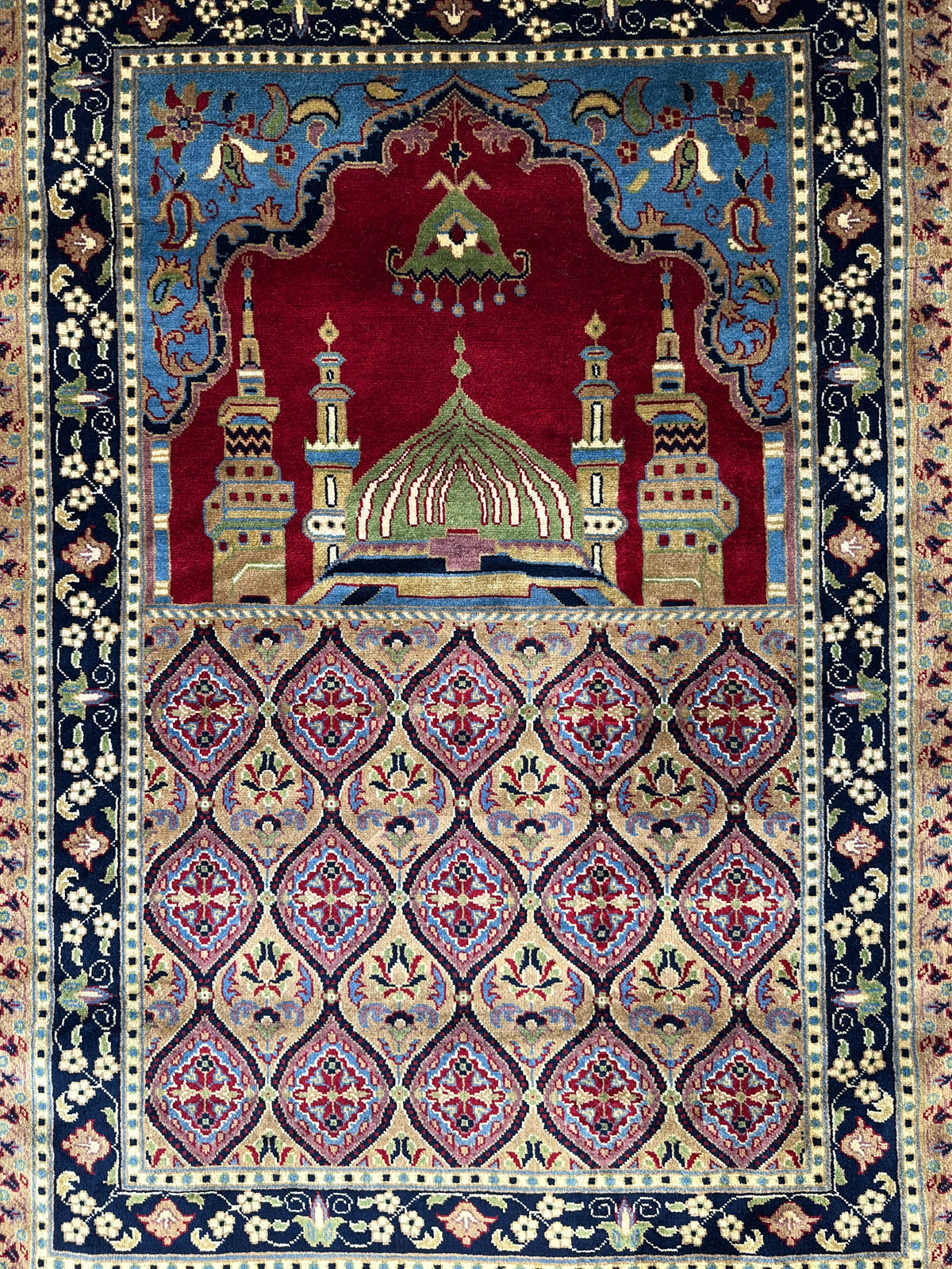 Afghani Prayer Rug 3x5 size range mihrab laid flat