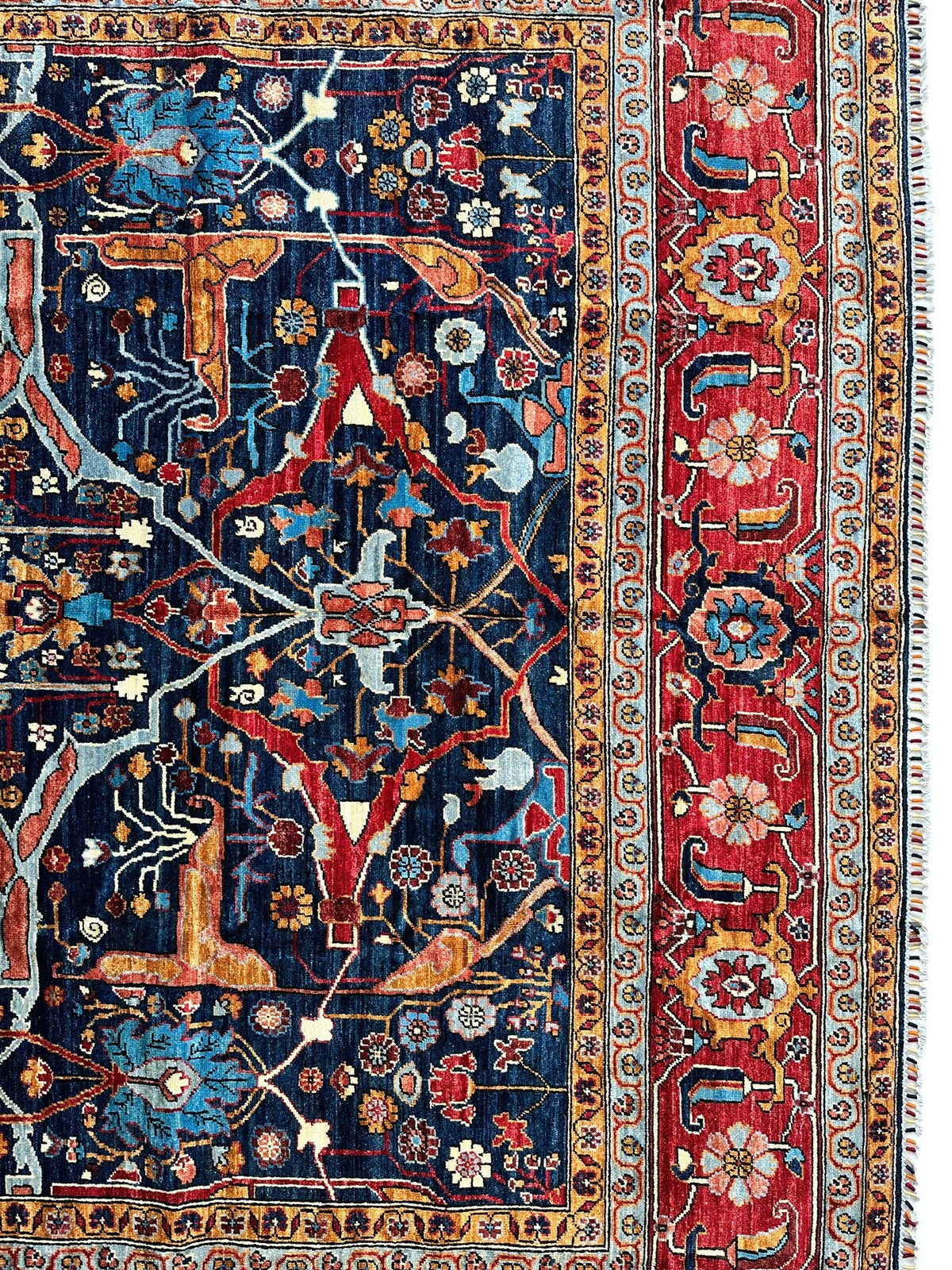 Afghan Bidjar Rug 9' x 12', Hand-Knotted Wool, Blue, Gold & Ivory, view 12