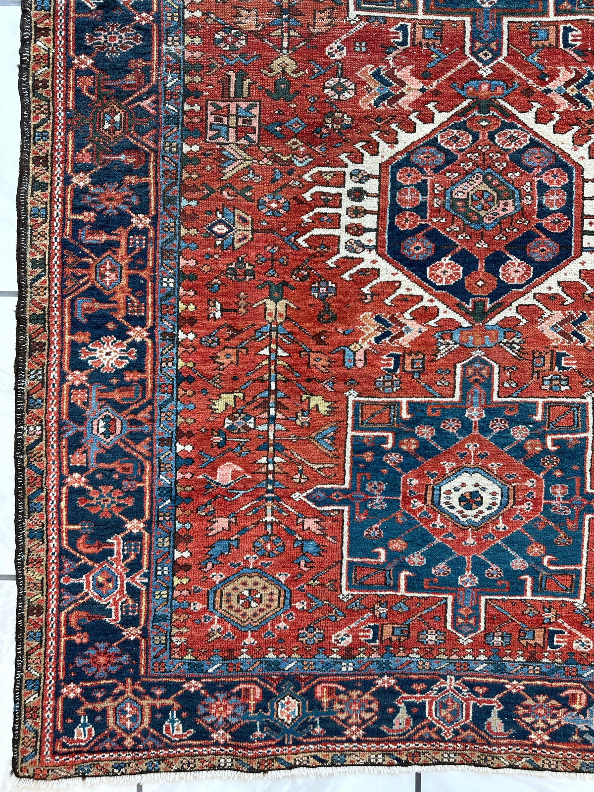 Antique Persian Karaja Rug 4'9" x 6', Hand-Knotted Wool, c. 1900, view 16