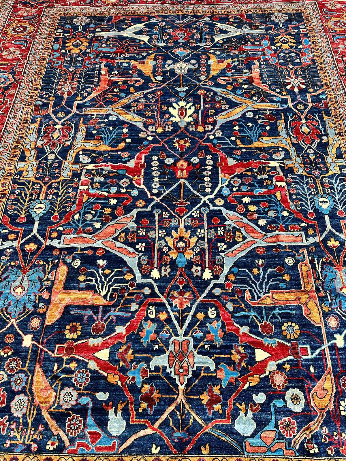 Afghan Bidjar Rug 9' x 12', Hand-Knotted Wool, Blue, Gold & Ivory, view 5