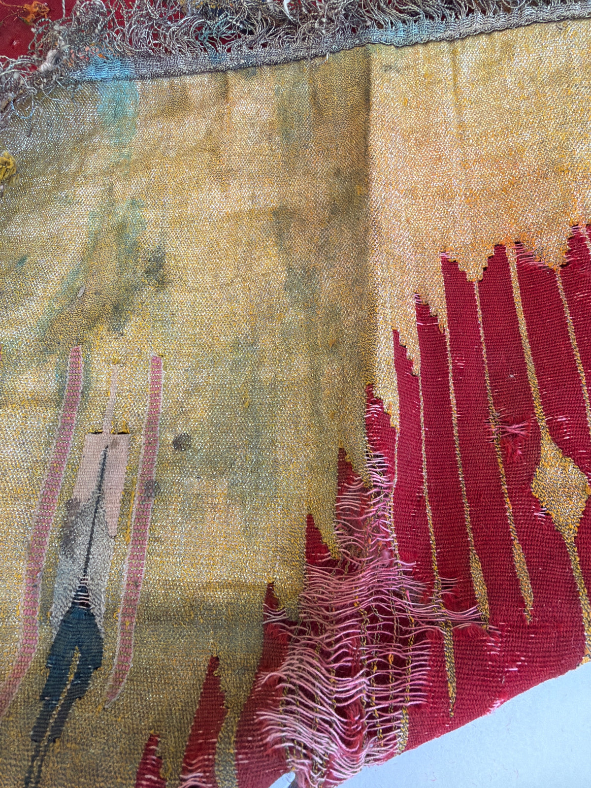 Antique 1850 Ottoman Silk Ceremonial Textile – Handwoven Anatolian Flatweave Panel, view 8