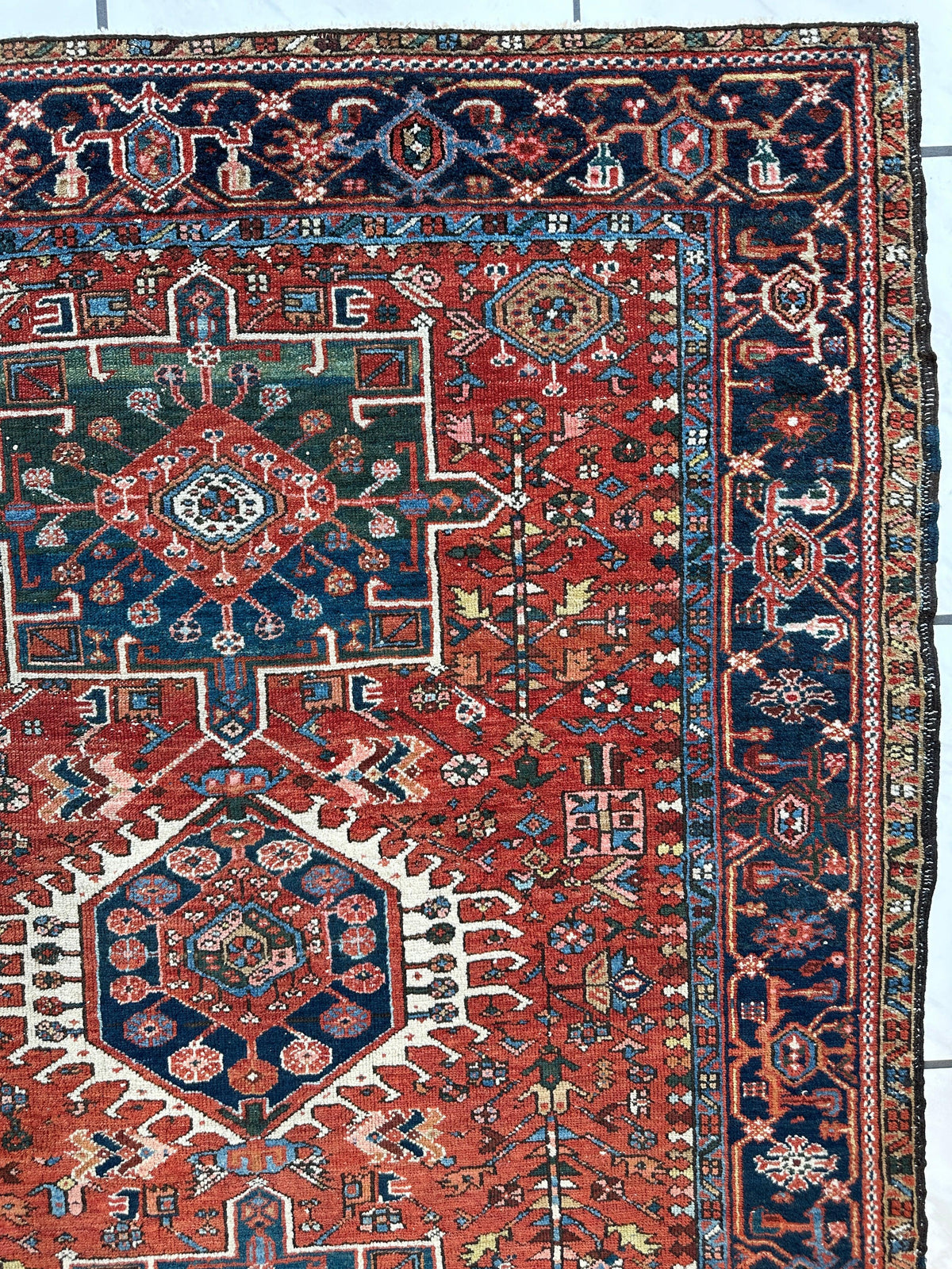 Antique Persian Karaja Rug 4'9" x 6', Hand-Knotted Wool, c. 1900, view 14