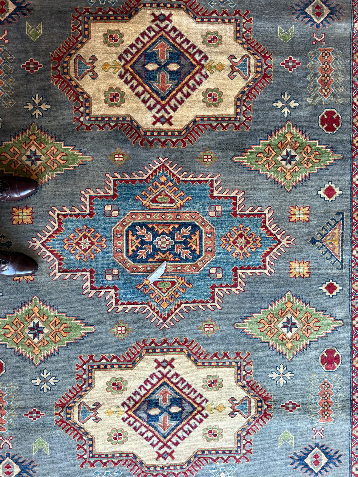 Hand-Knotted Afghani Kazak Wool Rug – 8’2″  x  9’10″