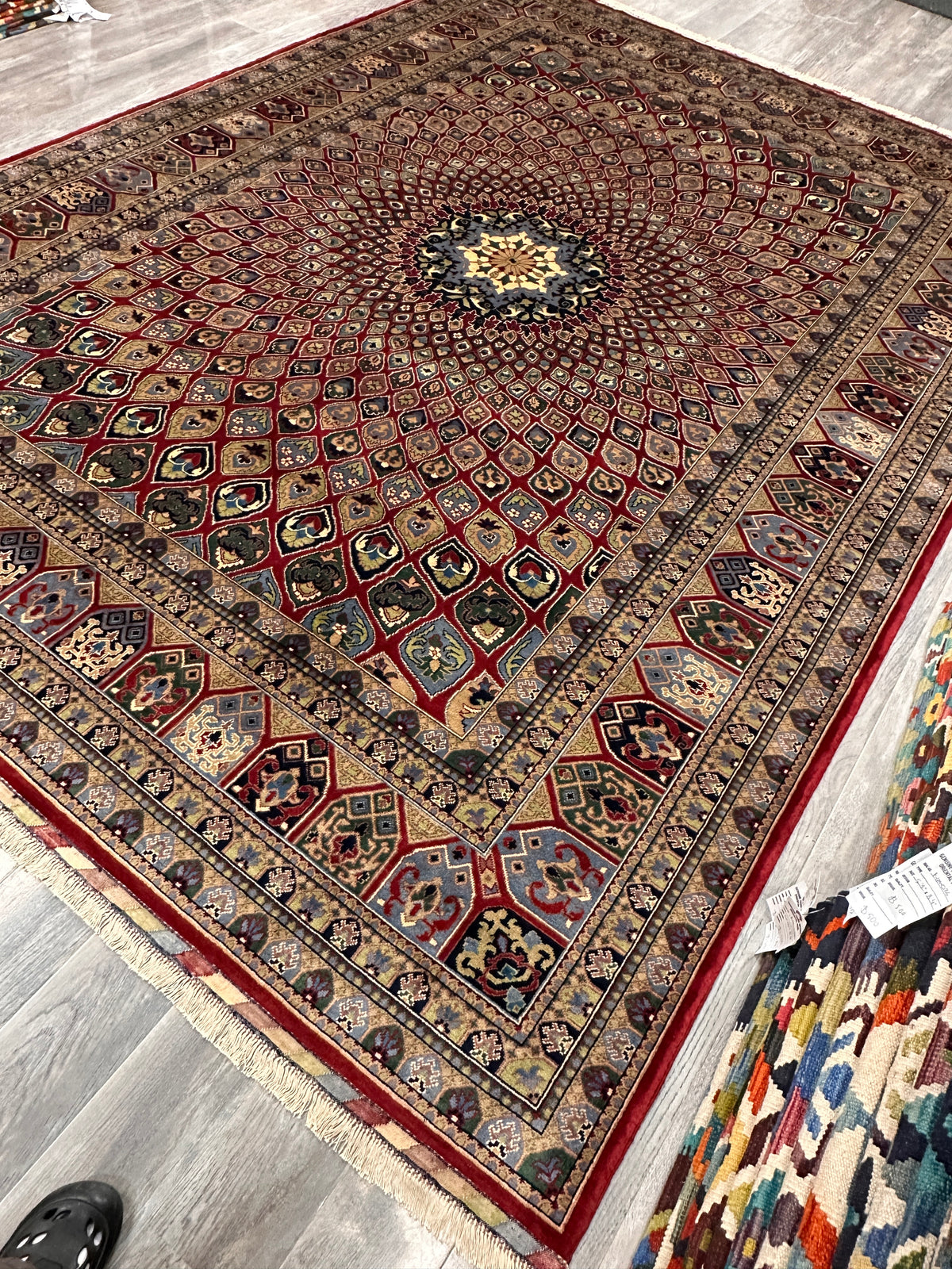 Afghan Rug 8x11, Red, Beige & Light Blue, Hand-Knotted Wool, view 10