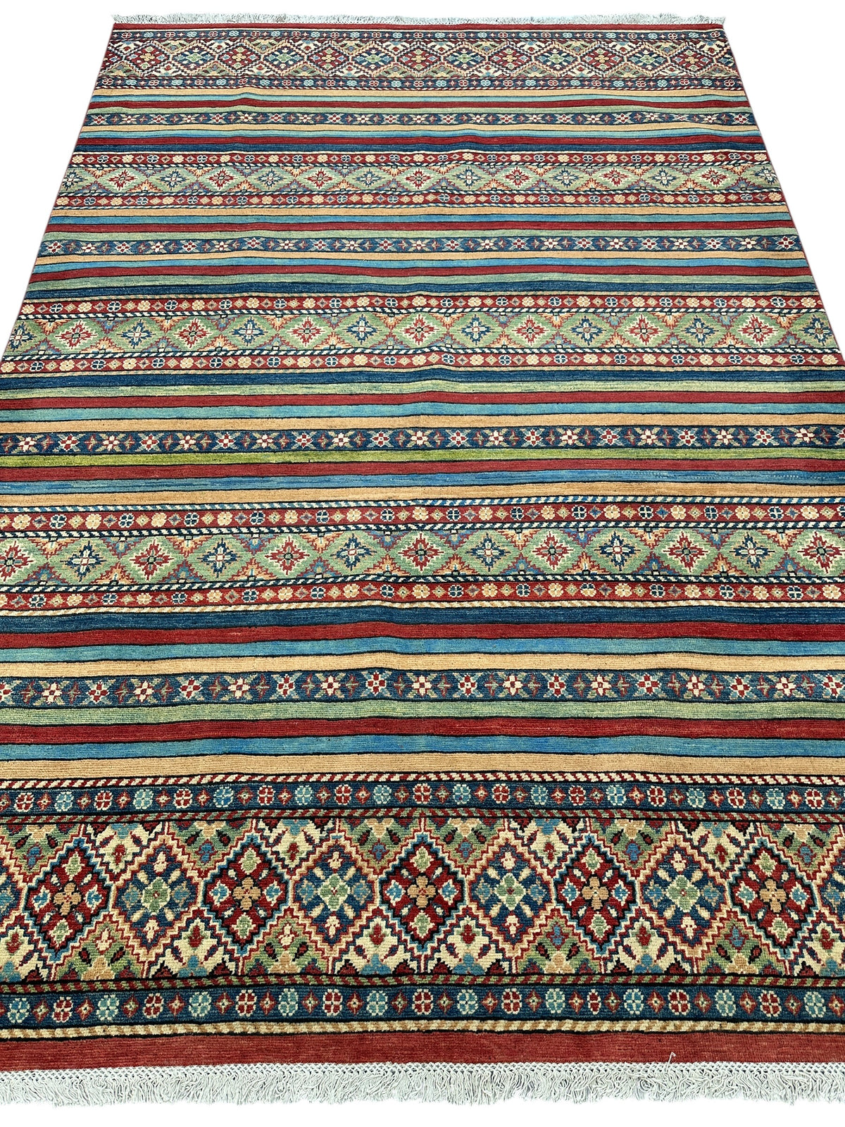 Afghan Khorjin Rug 6'7" x 9'9", Hand-Knotted Wool, view 3
