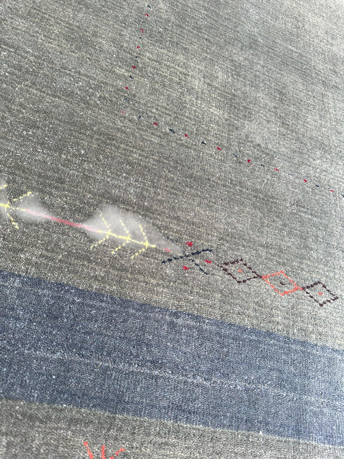 Indian Gabbeh Rug 5' x 8', Hand-Loomed Wool & Bamboo Silk, Blue, view 3