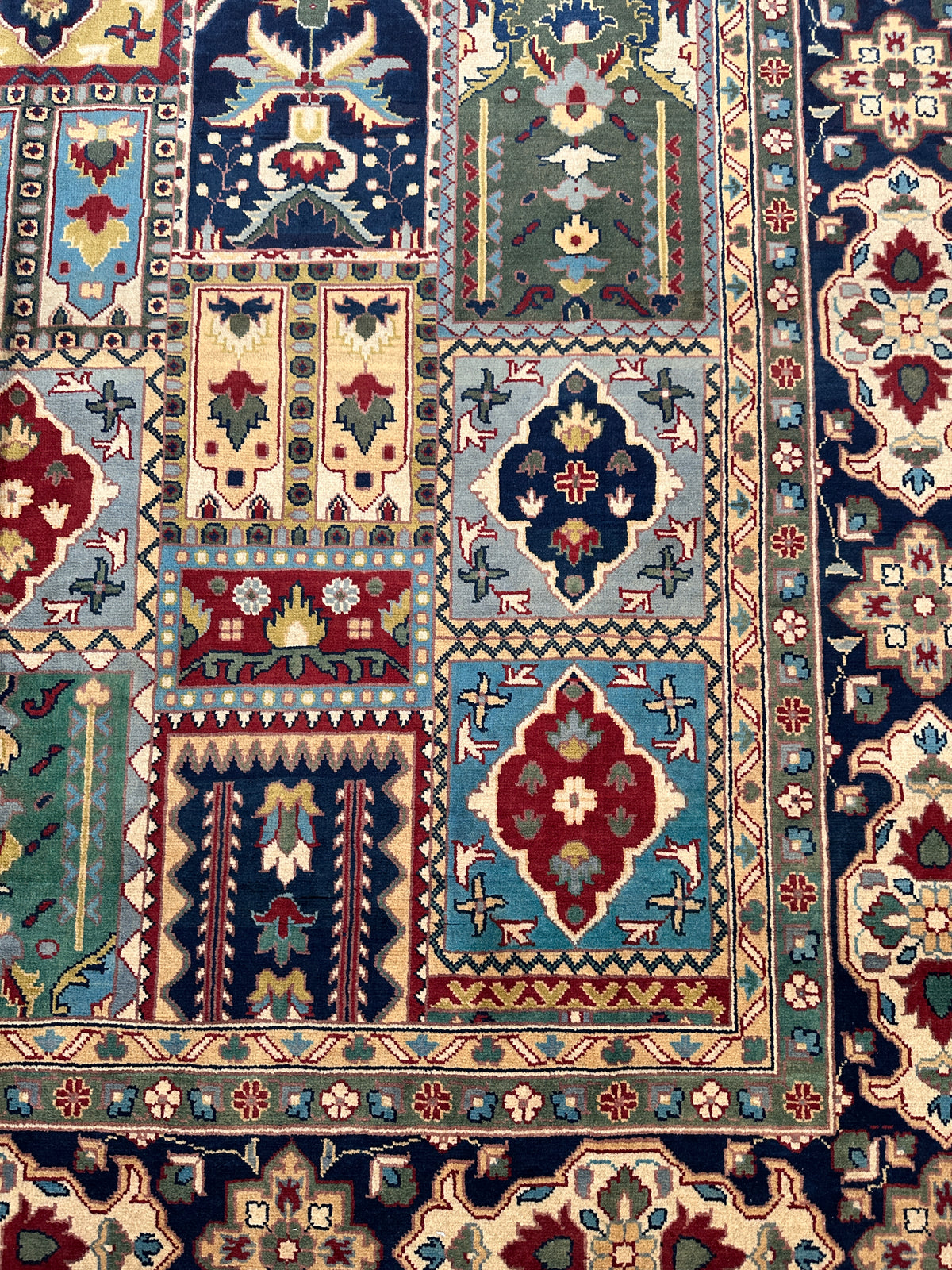 Afghan Bakhtiari Rug 7x10, Navy, Beige & Light Blue, Hand-Knotted Wool, view 6