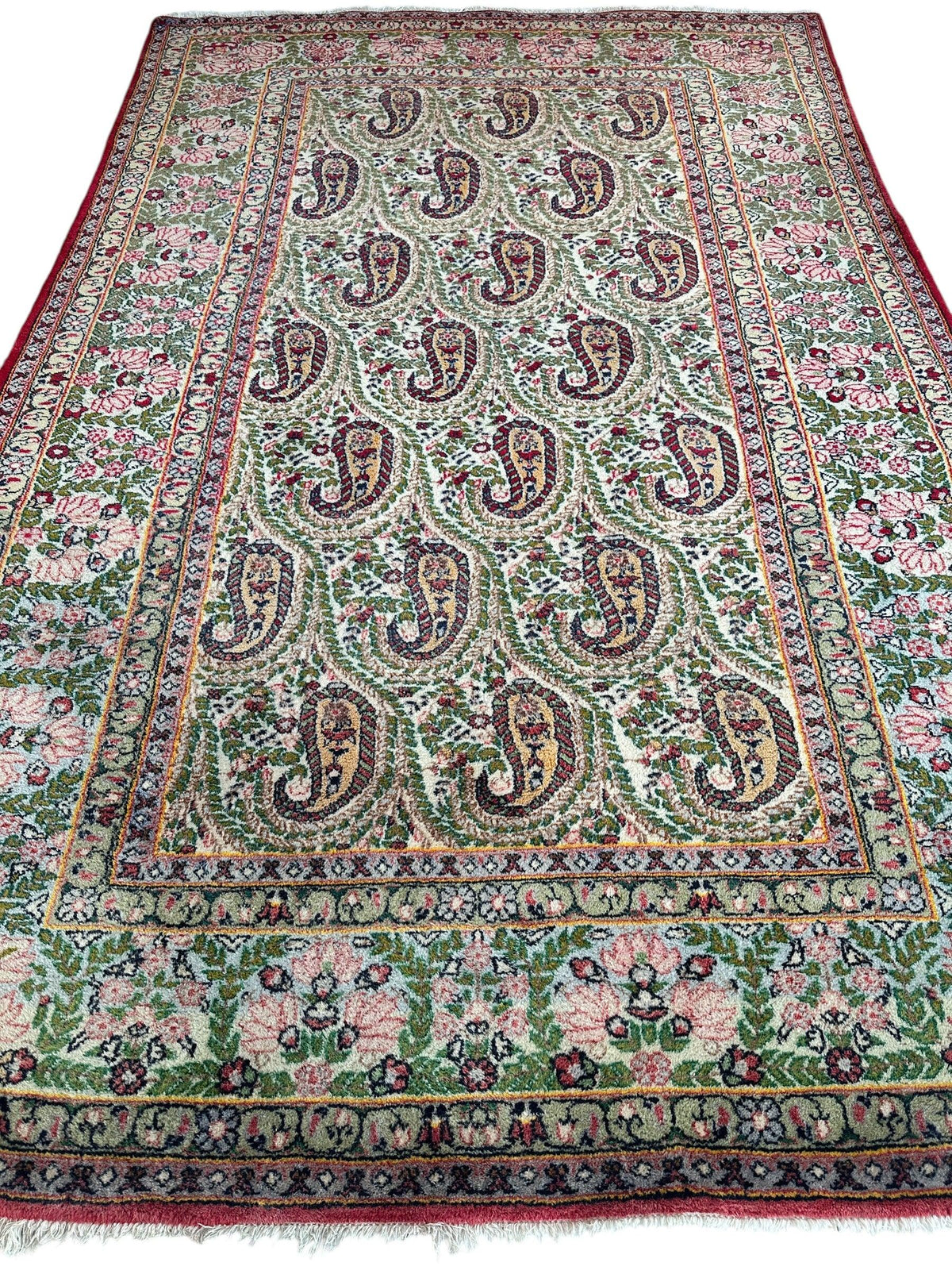 Vintage Persian Senneh Rug 6'1" x 9'4", Hand-Knotted Wool, Orange, view 3