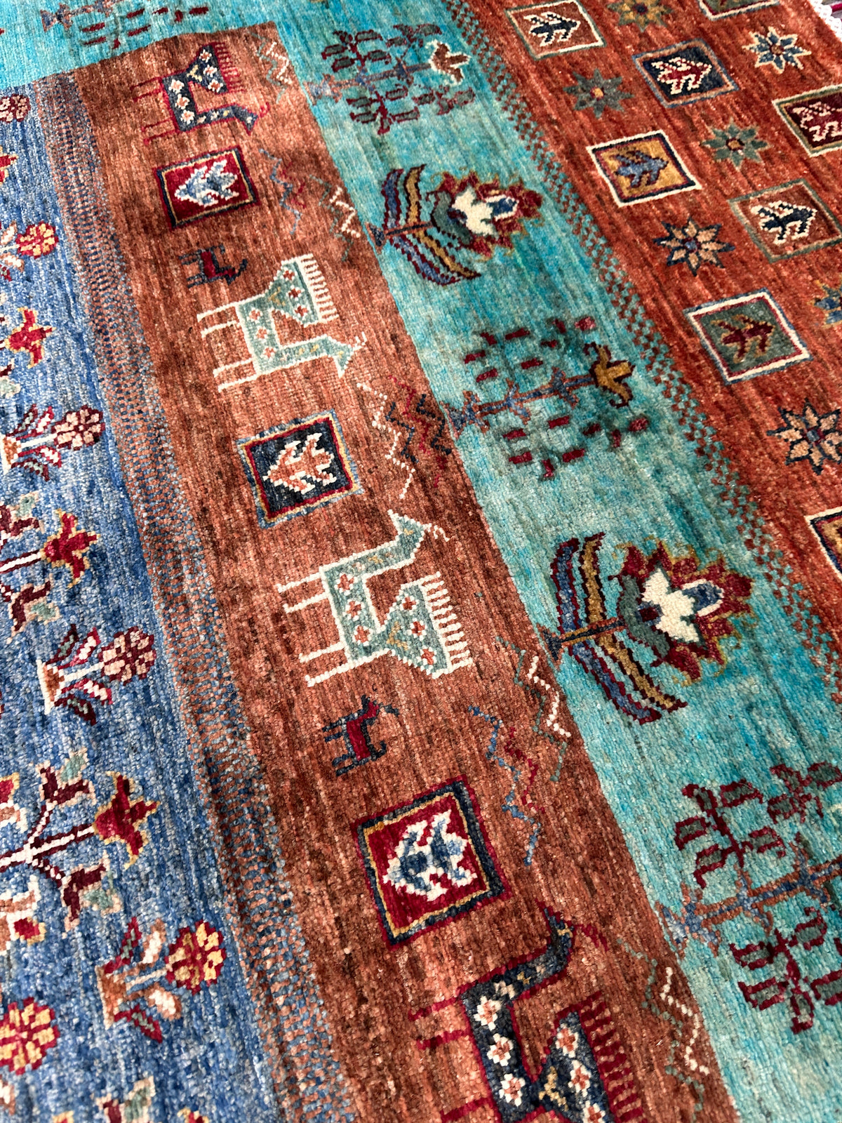 Afghan Gabbeh Rug 5'9" x 8'1", Hand-Knotted Ghazni Wool, Tree of Life, view 10