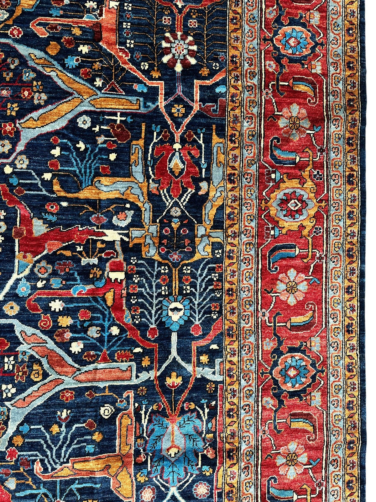 Afghan Bidjar Rug 9' x 12', Hand-Knotted Wool, Blue, Gold & Ivory, view 7