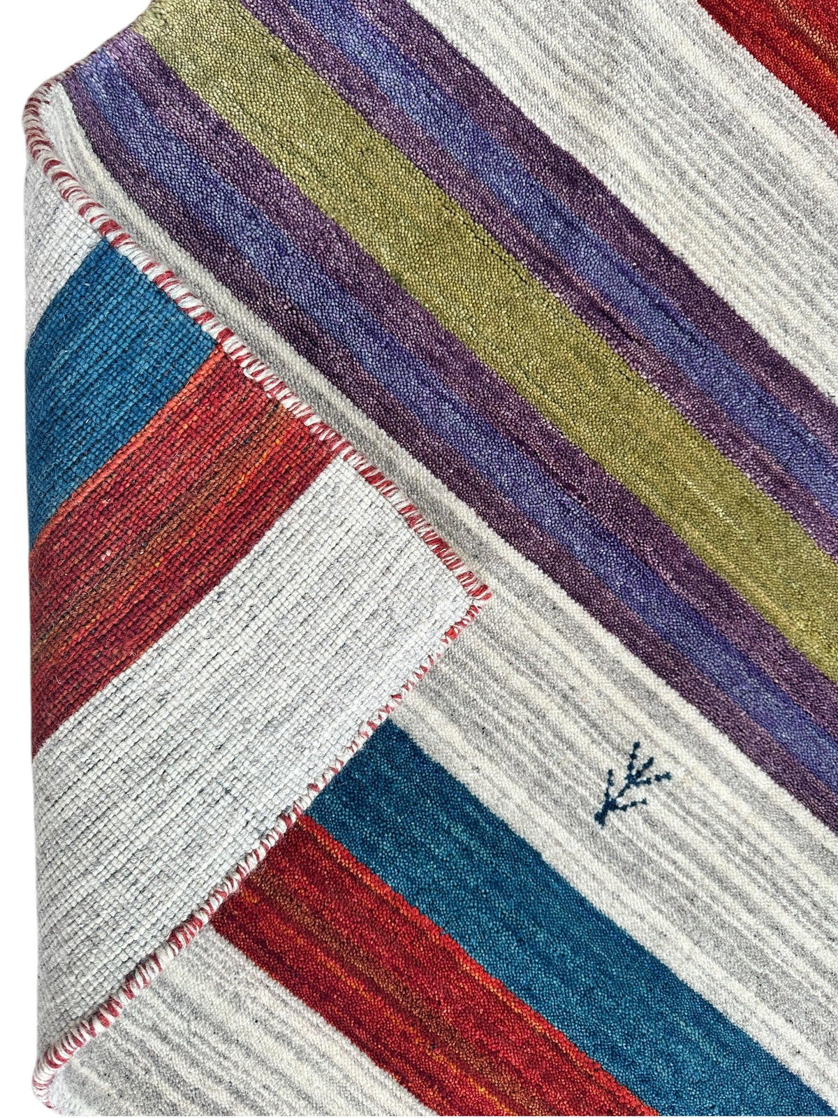 Indian Gabbeh Rug 4'10" x 6'5", Hand-Loomed Wool & Bamboo Silk, Blue, view 4