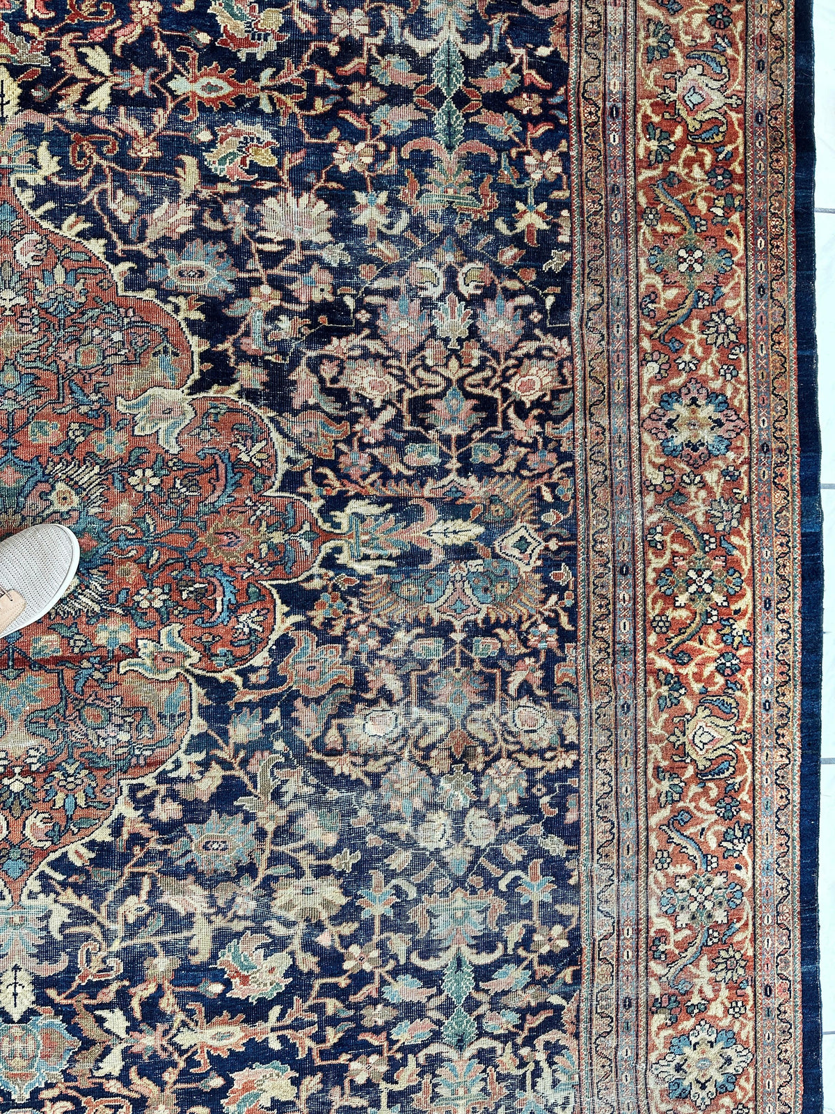 Antique Persian Mahal Rug 8'3" x 12', Hand-Knotted Wool, c. 1900, view 8