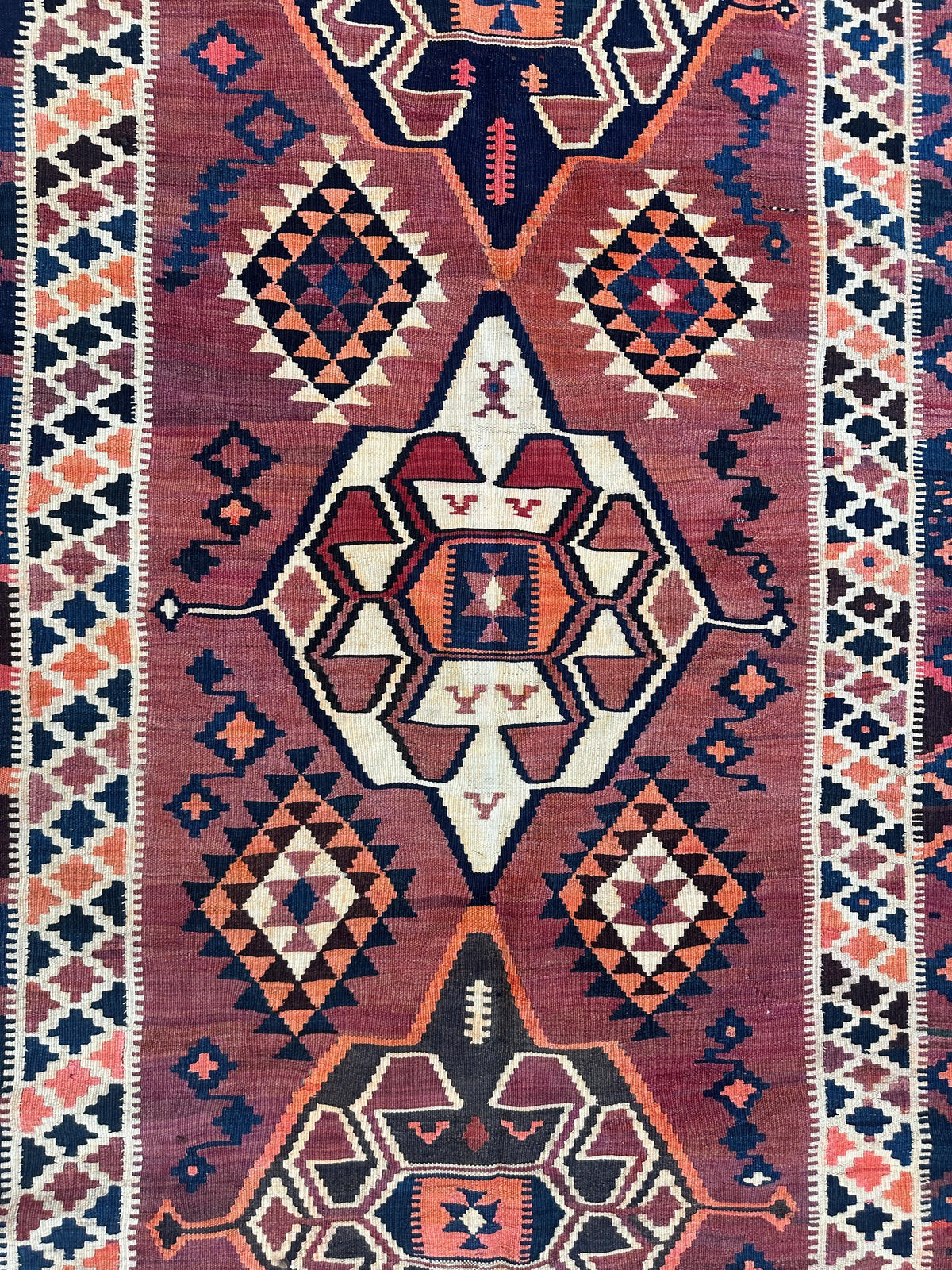 Vintage Persian Qashqai Kilim 5'3" x 9'6", Hand-Woven Wool, 1980s, view 6
