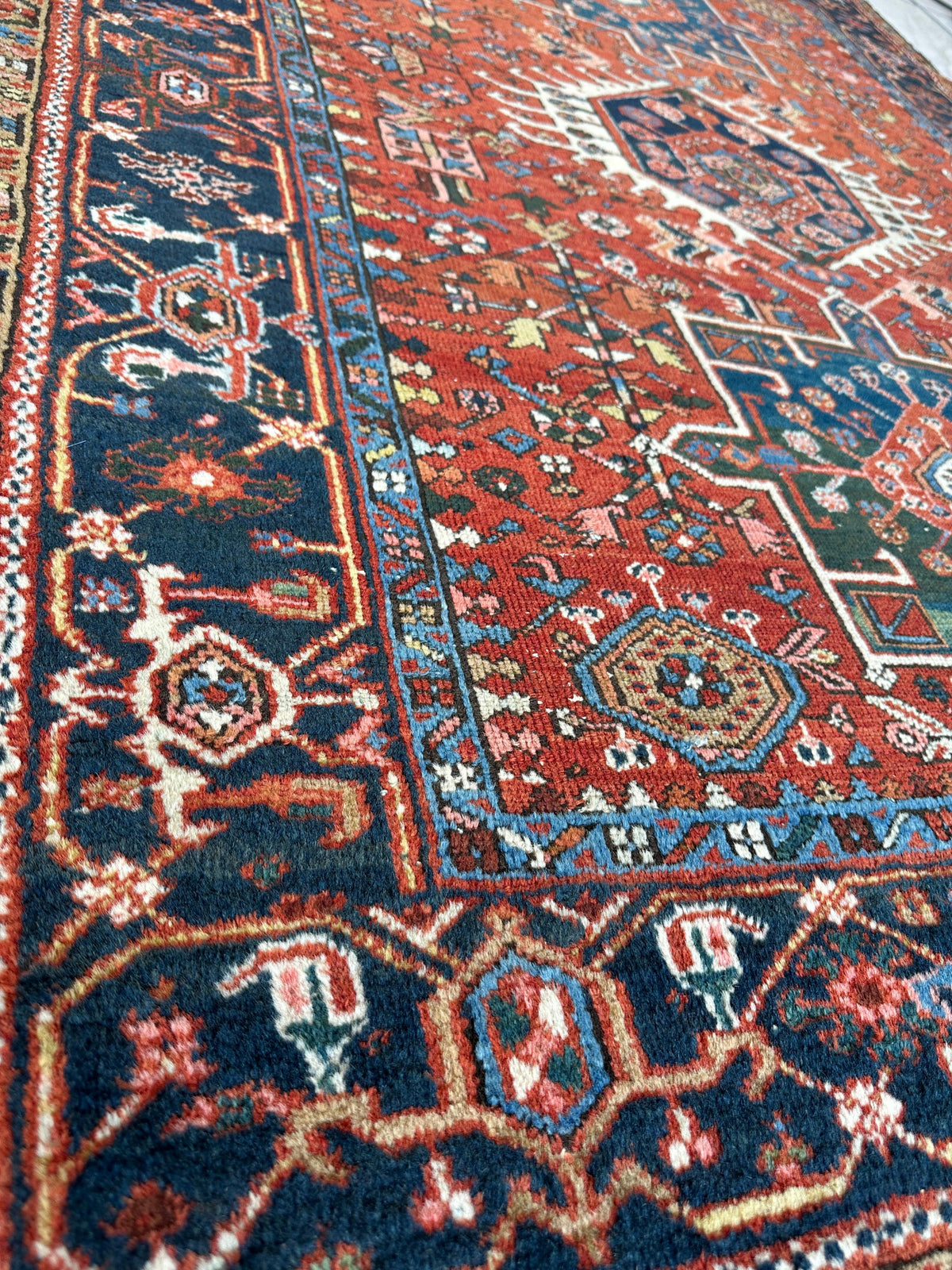 Antique Persian Karaja Rug 4'9" x 6', Hand-Knotted Wool, c. 1900, view 9