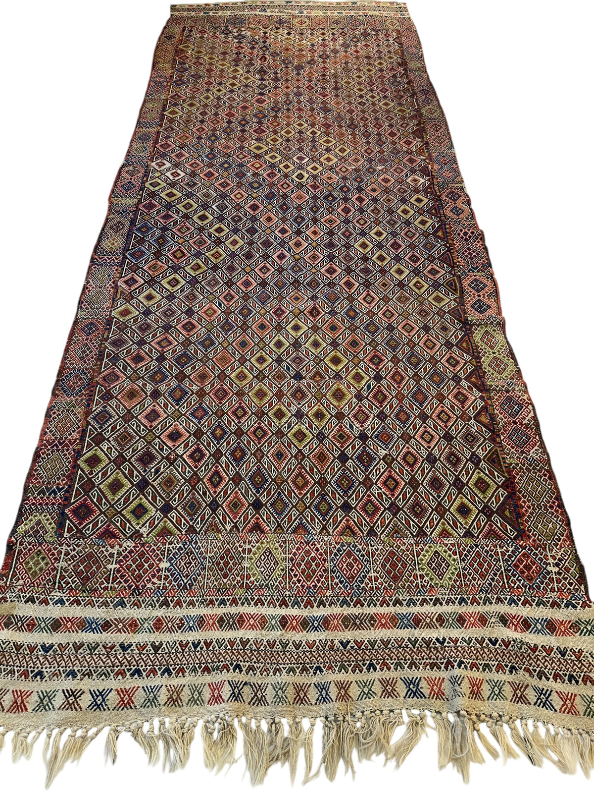 Antique Turkish Jajim Runner 5'5" x 14'5", Hand-Woven Wool, c. 1930, view 3