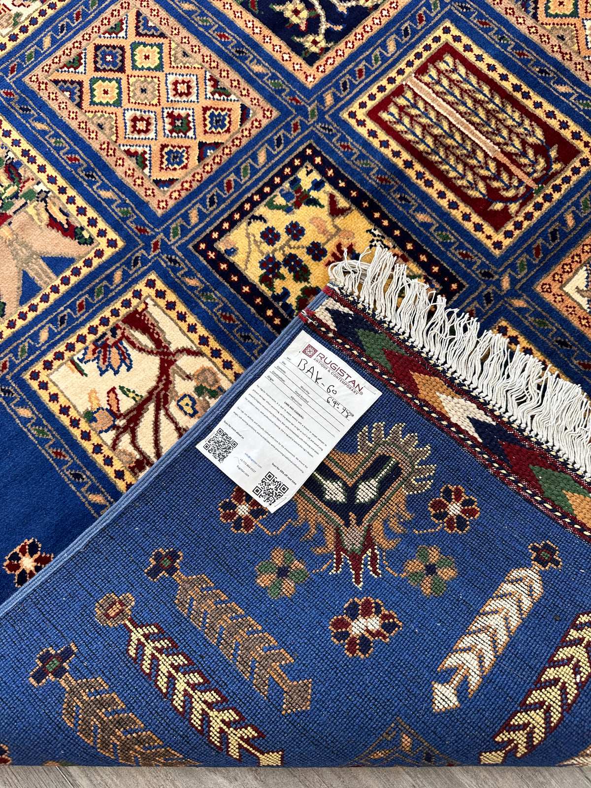 Afghan Bakhtiari Rug 6'9" x 9'8", Hand-Knotted Wool, Garden Design, view 6