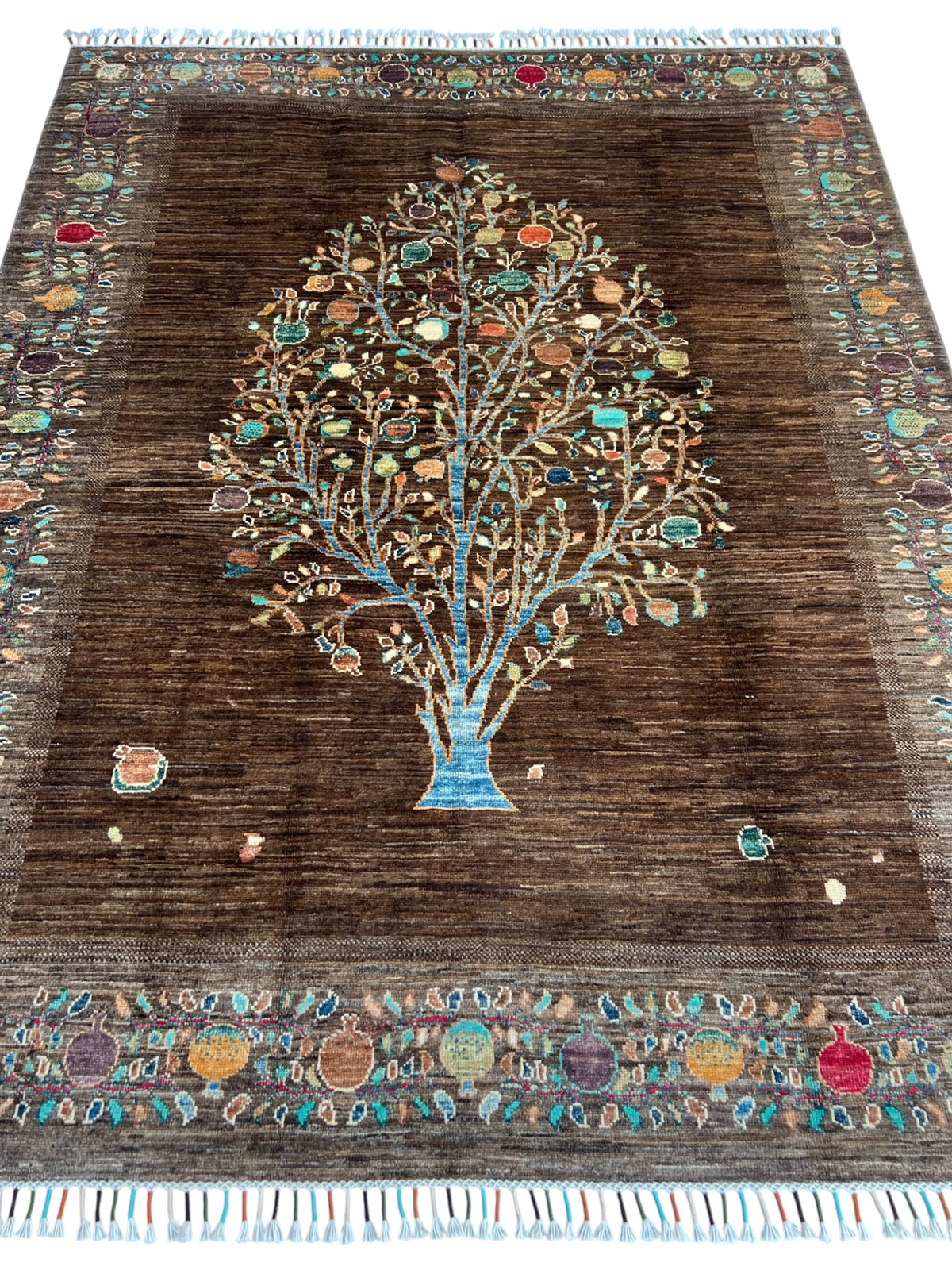 Chobi Rug 5x7 | hand-knotted wool | full view, other end