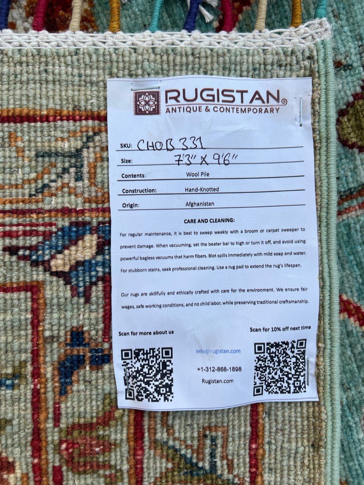 Chobi Rug 7x10 | hand-knotted wool | Rugistan® rug ID tag