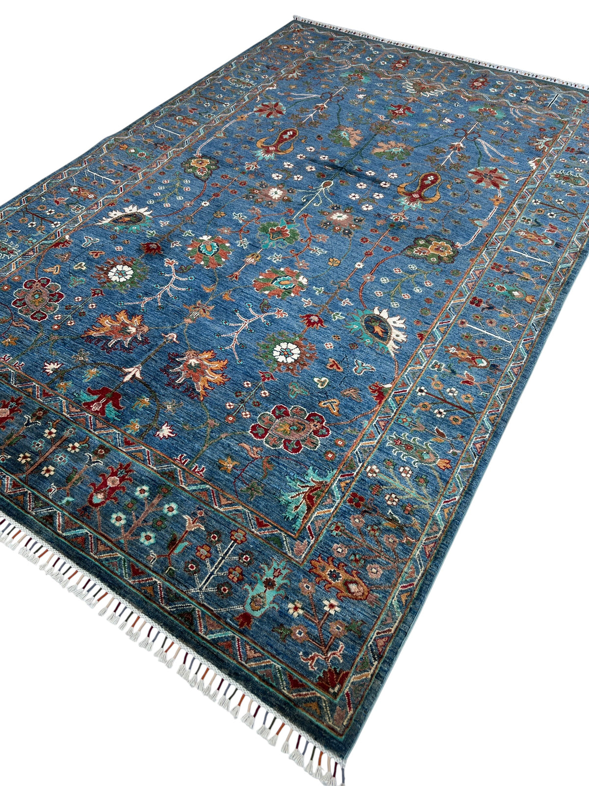 Chobi Rug 6x9 | hand-knotted wool | angled view