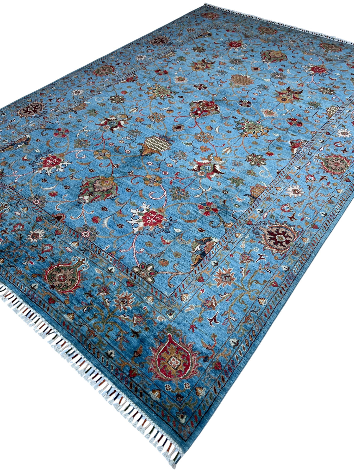 Chobi Rug 7x10 | hand-knotted wool | angled view