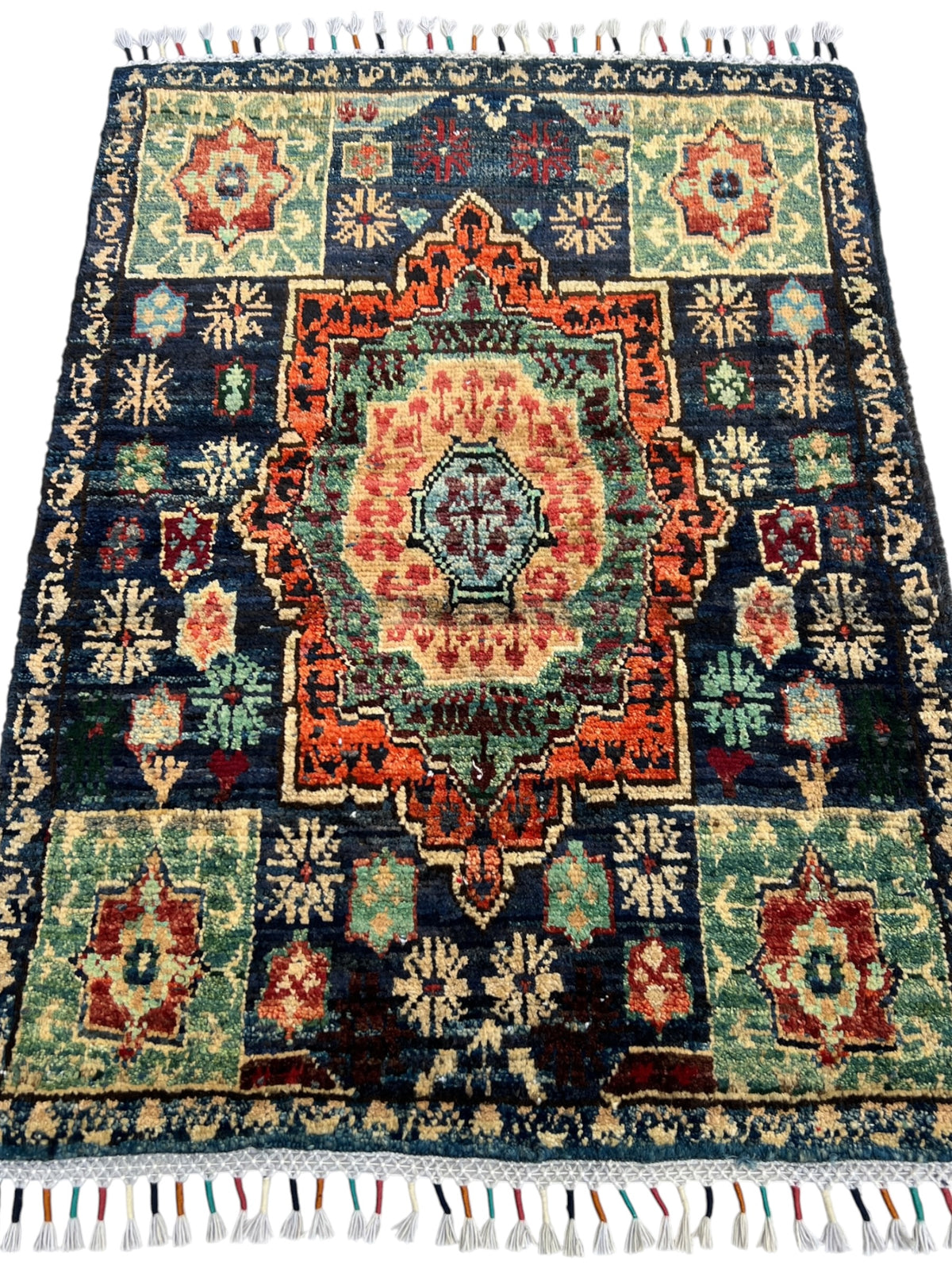Chobi Rug 2x3 | hand-knotted wool | full view, other end