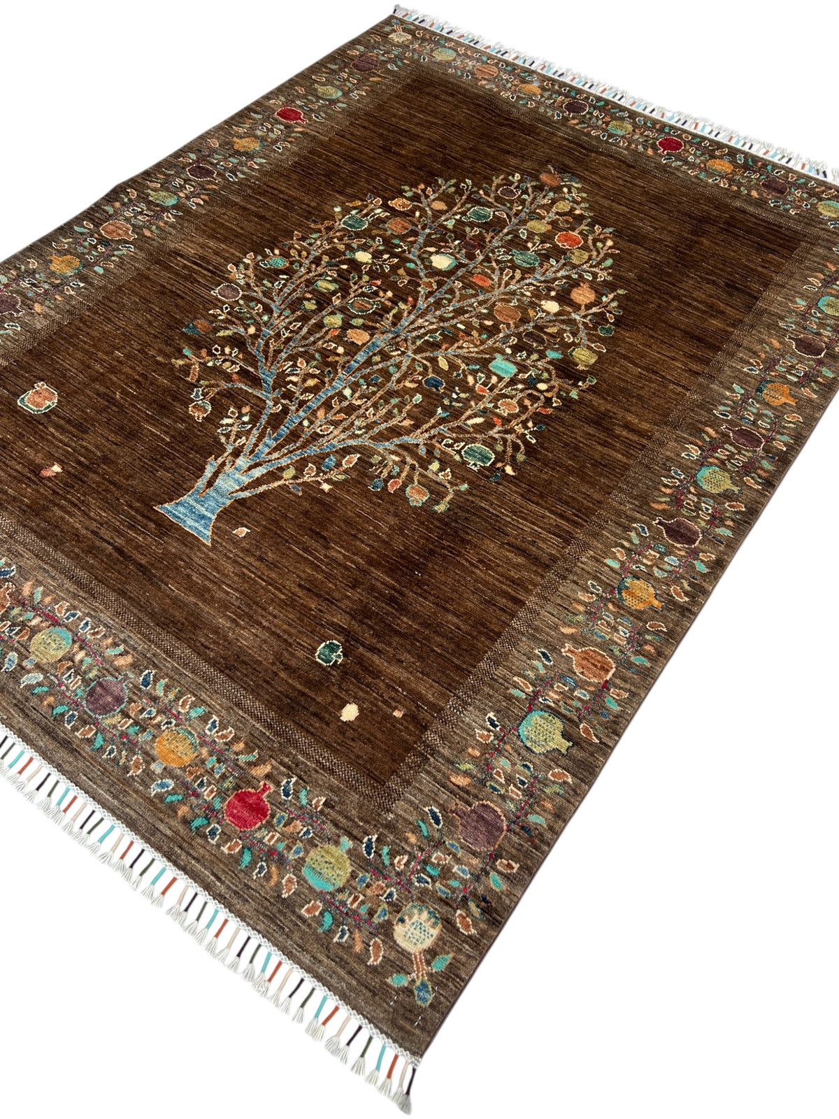 Chobi Rug 5x7 | hand-knotted wool | angled view
