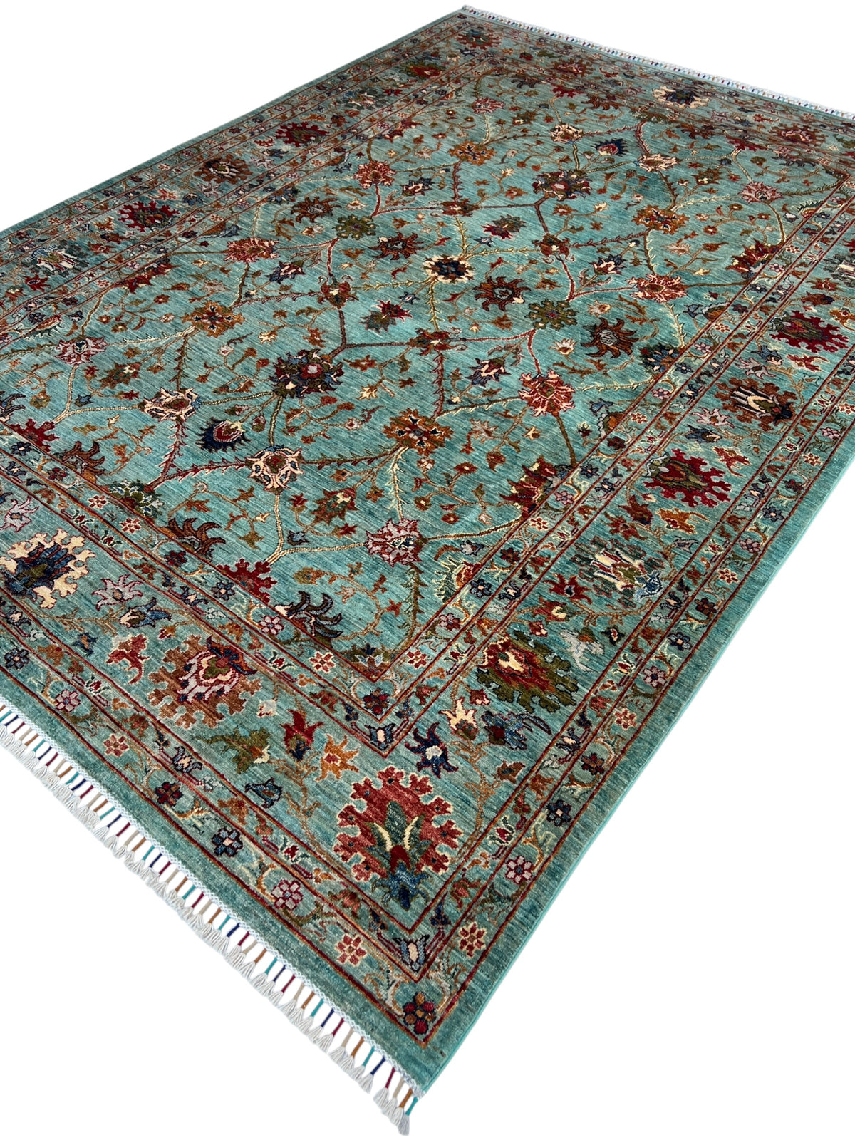 Chobi Rug 7x10 | hand-knotted wool | angled view