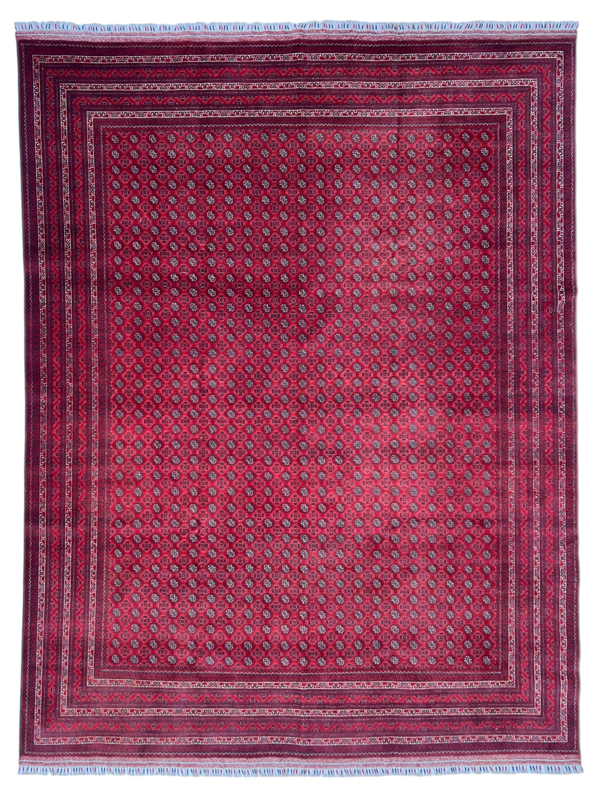 Turkmen Rug 8x11 | Red, Navy & Ivory | hand-knotted wool