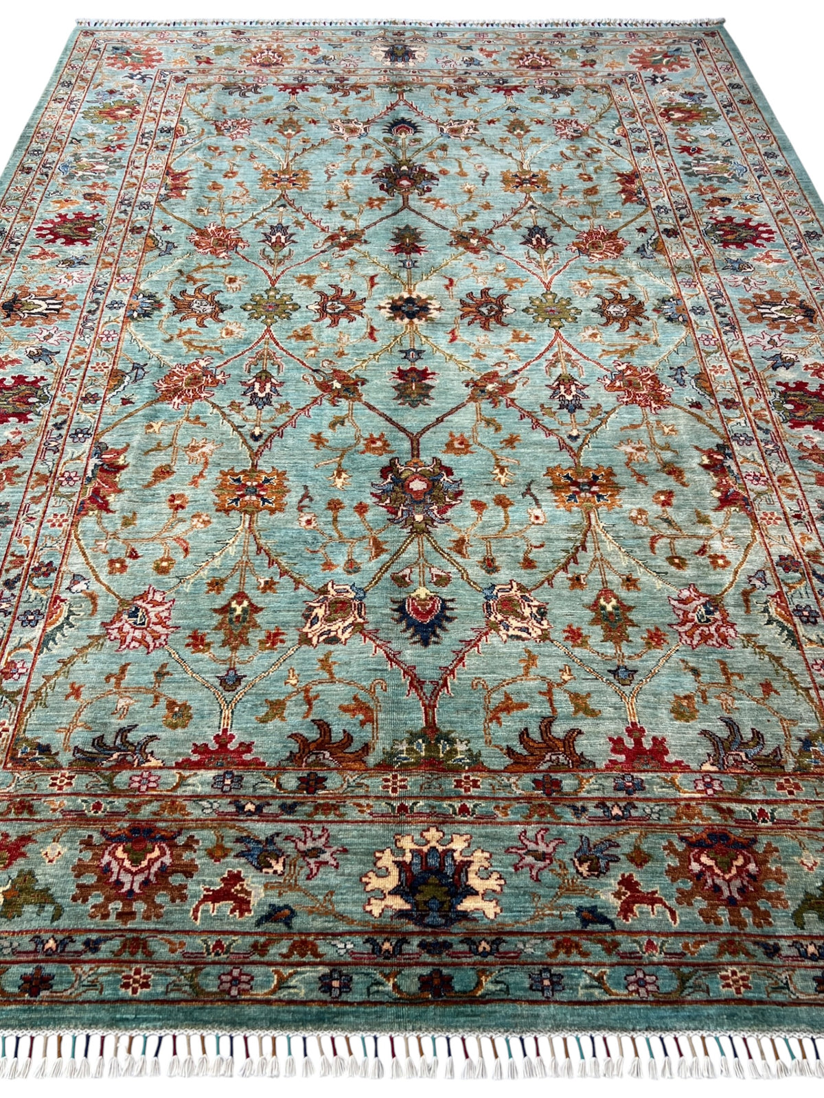 Chobi Rug 7x10 | hand-knotted wool | full view, end