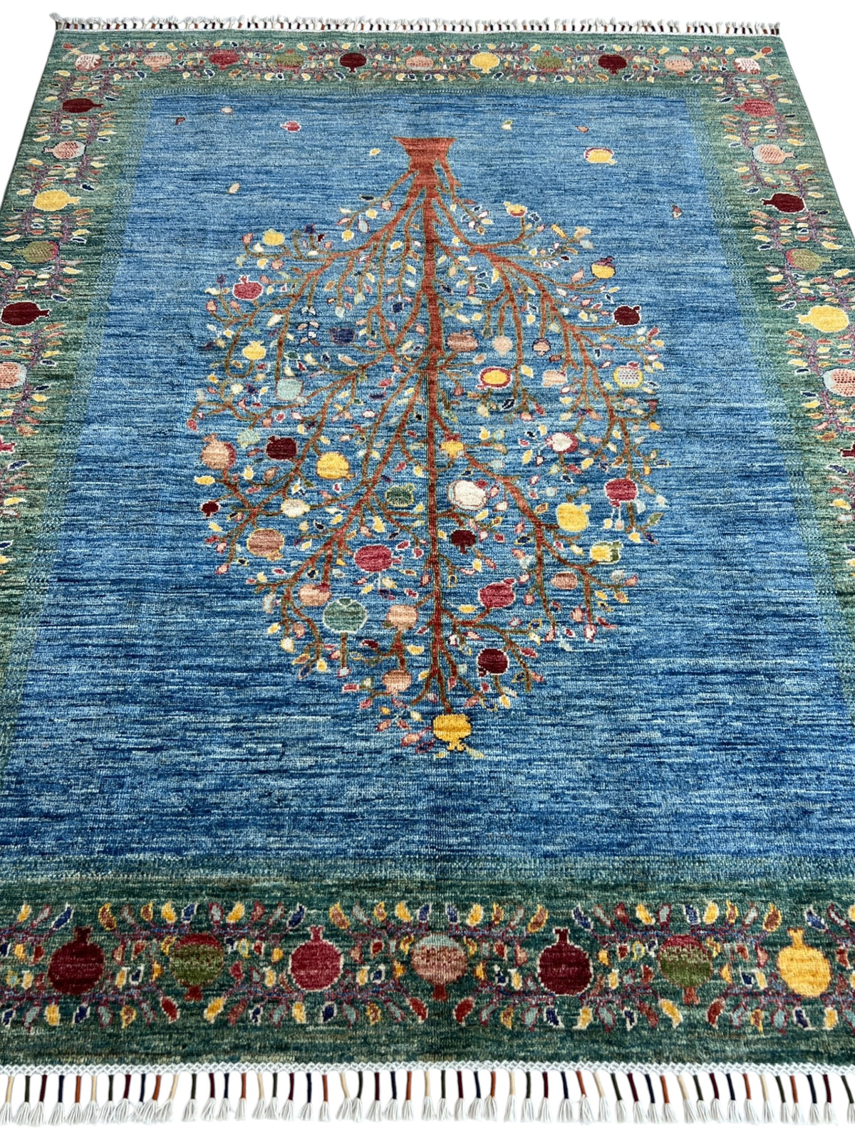 Chobi Rug 5x7 | hand-knotted wool | full view, end