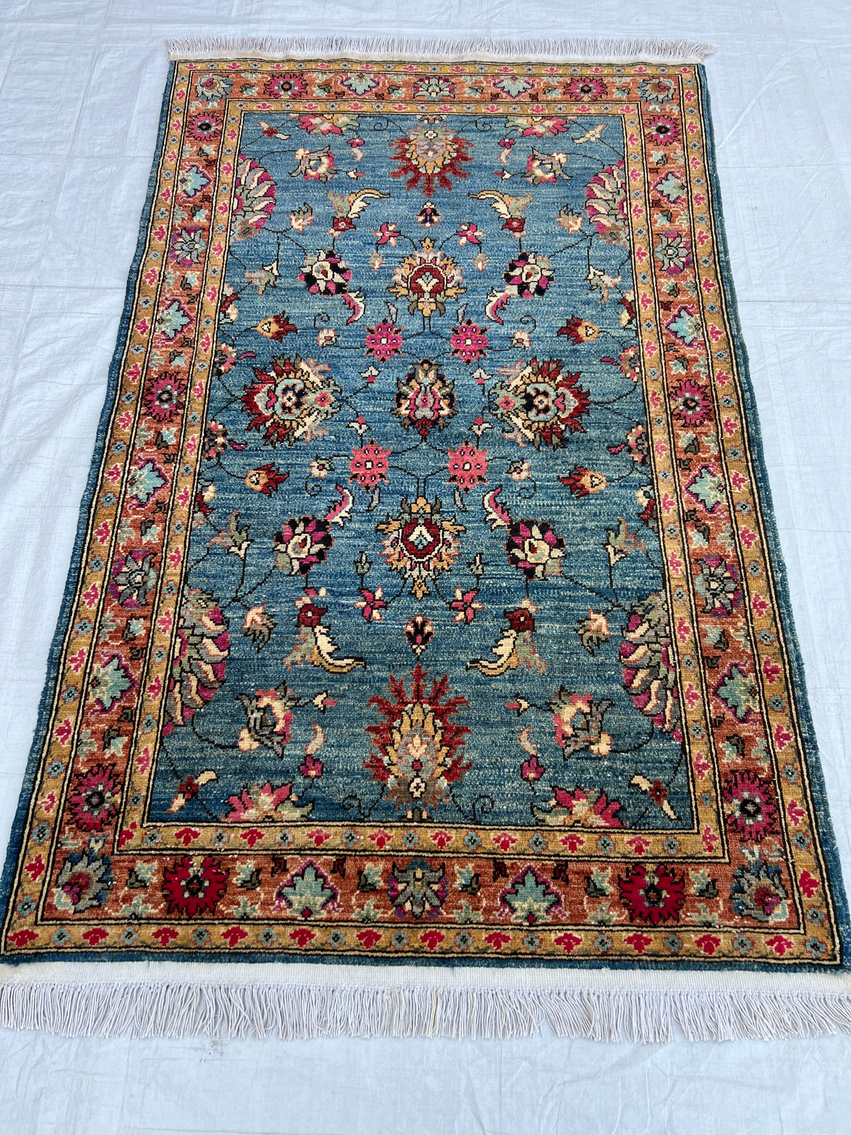 Chobi Rug 3x5 | hand-knotted wool | full view, end