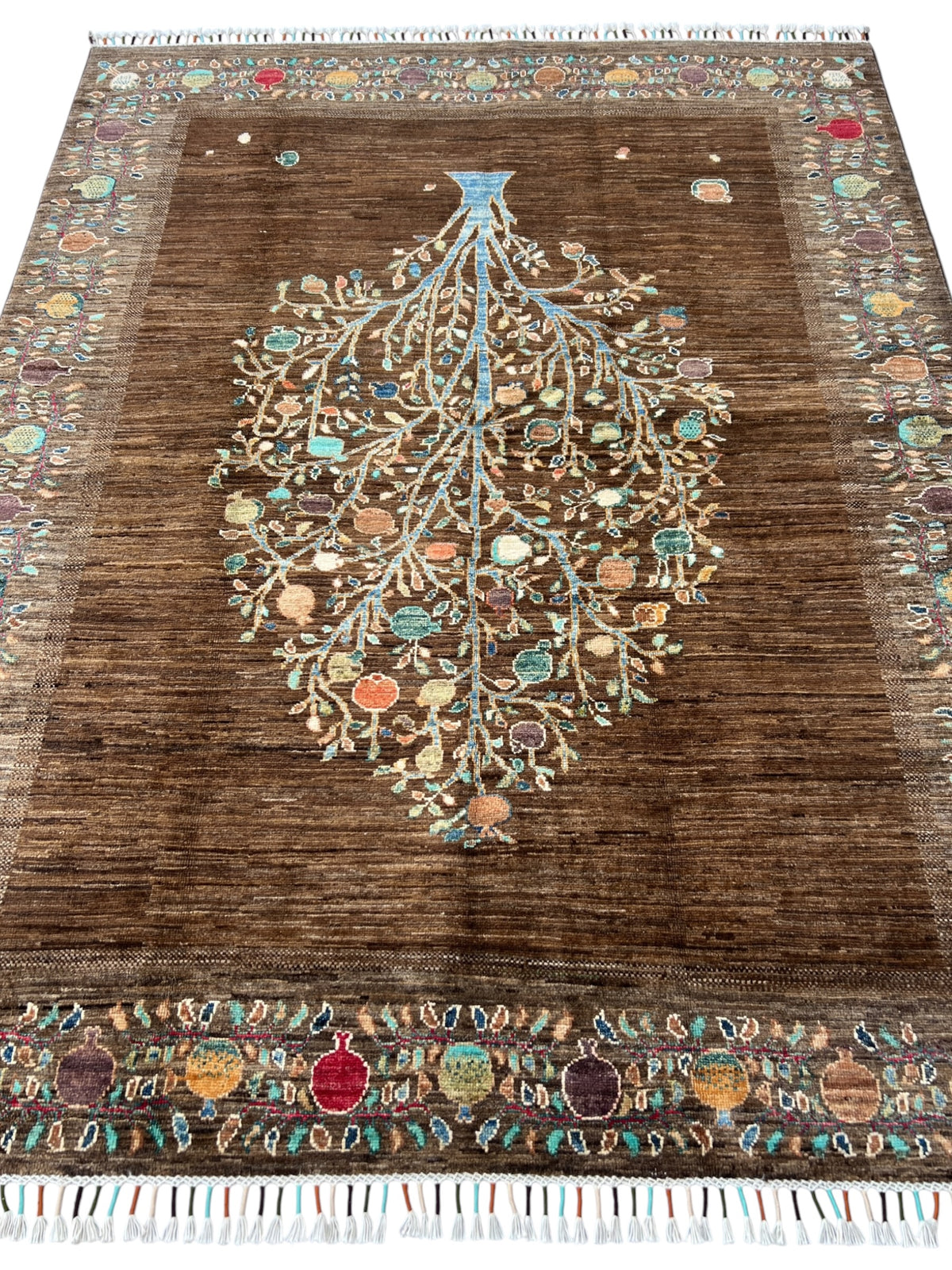 Chobi Rug 5x7 | hand-knotted wool | full view, end