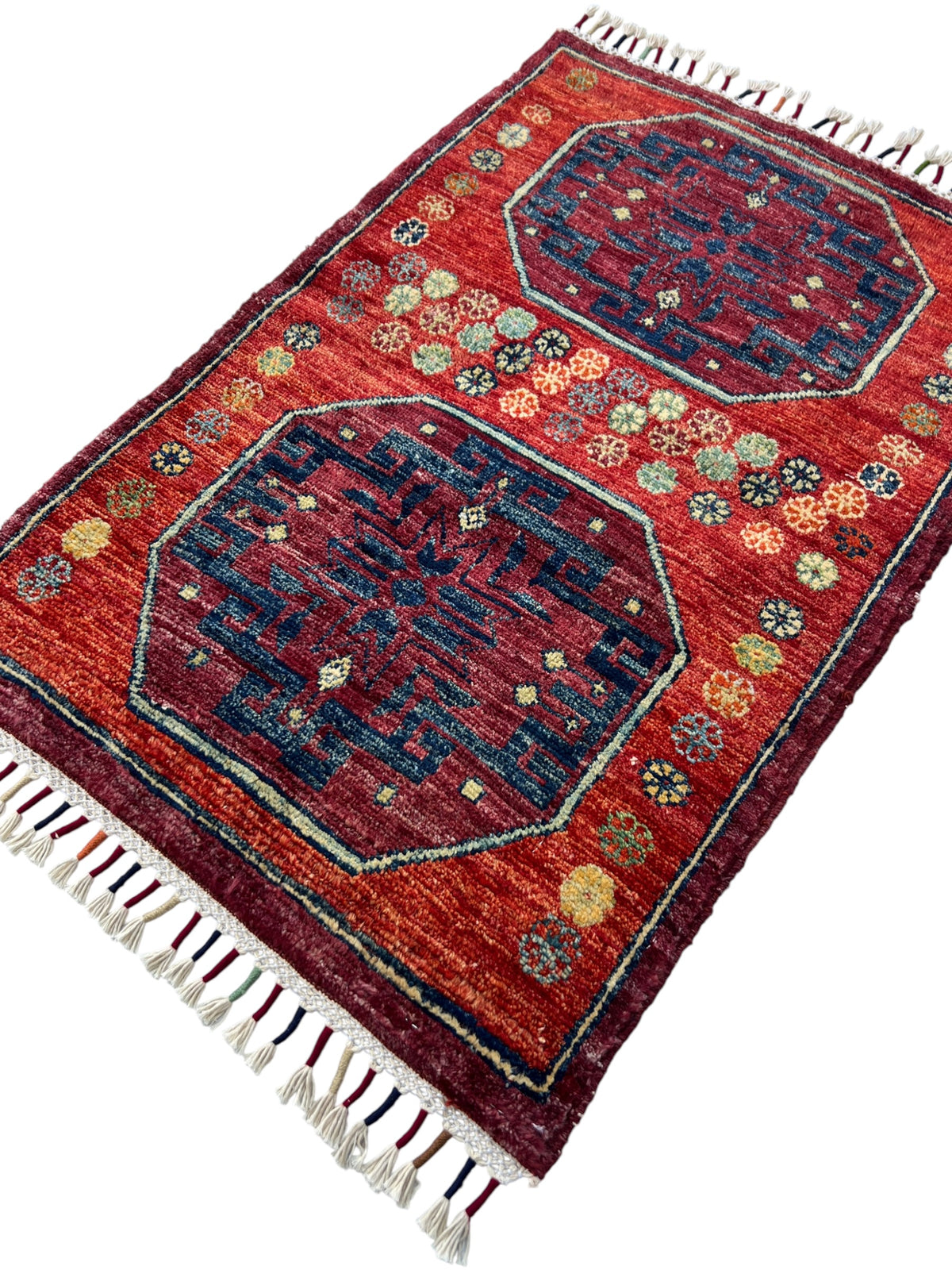 Chobi Rug 2x3 | hand-knotted wool | angled view