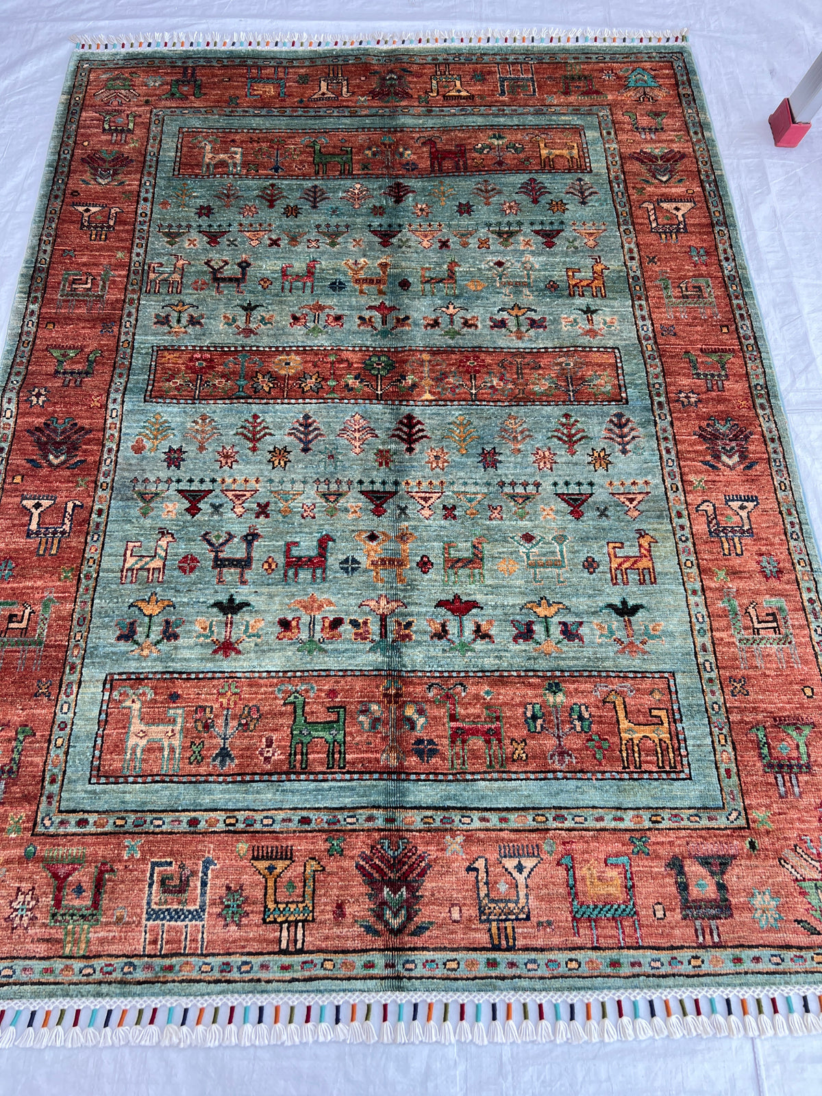 Chobi Rug 4x6 | hand-knotted wool | full view, other end