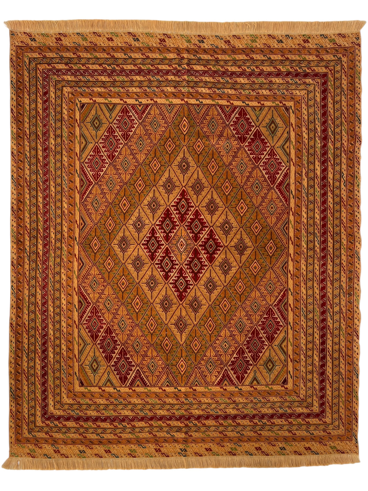 Baluch Rug 5x7 | Gold, Orange & Red | hand-knotted wool
