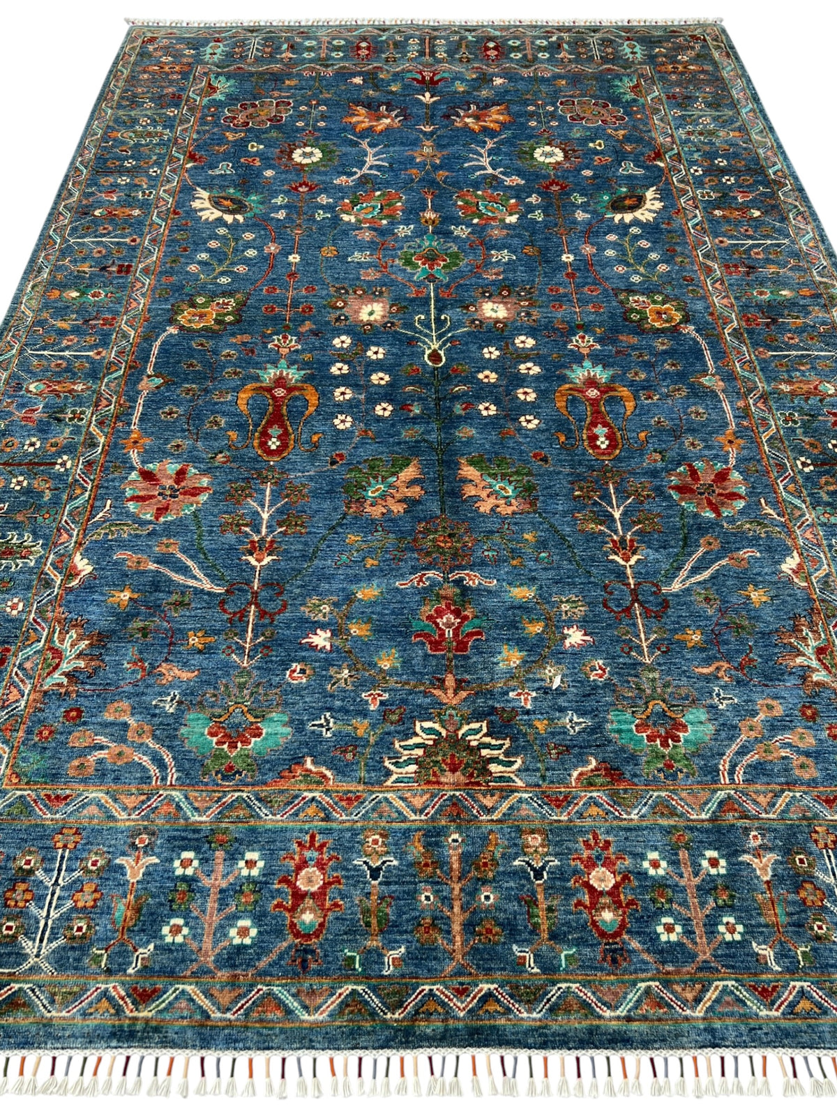 Chobi Rug 6x9 | hand-knotted wool | full view, end