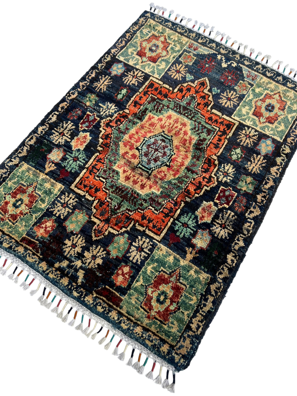 Chobi Rug 2x3 | hand-knotted wool | angled view