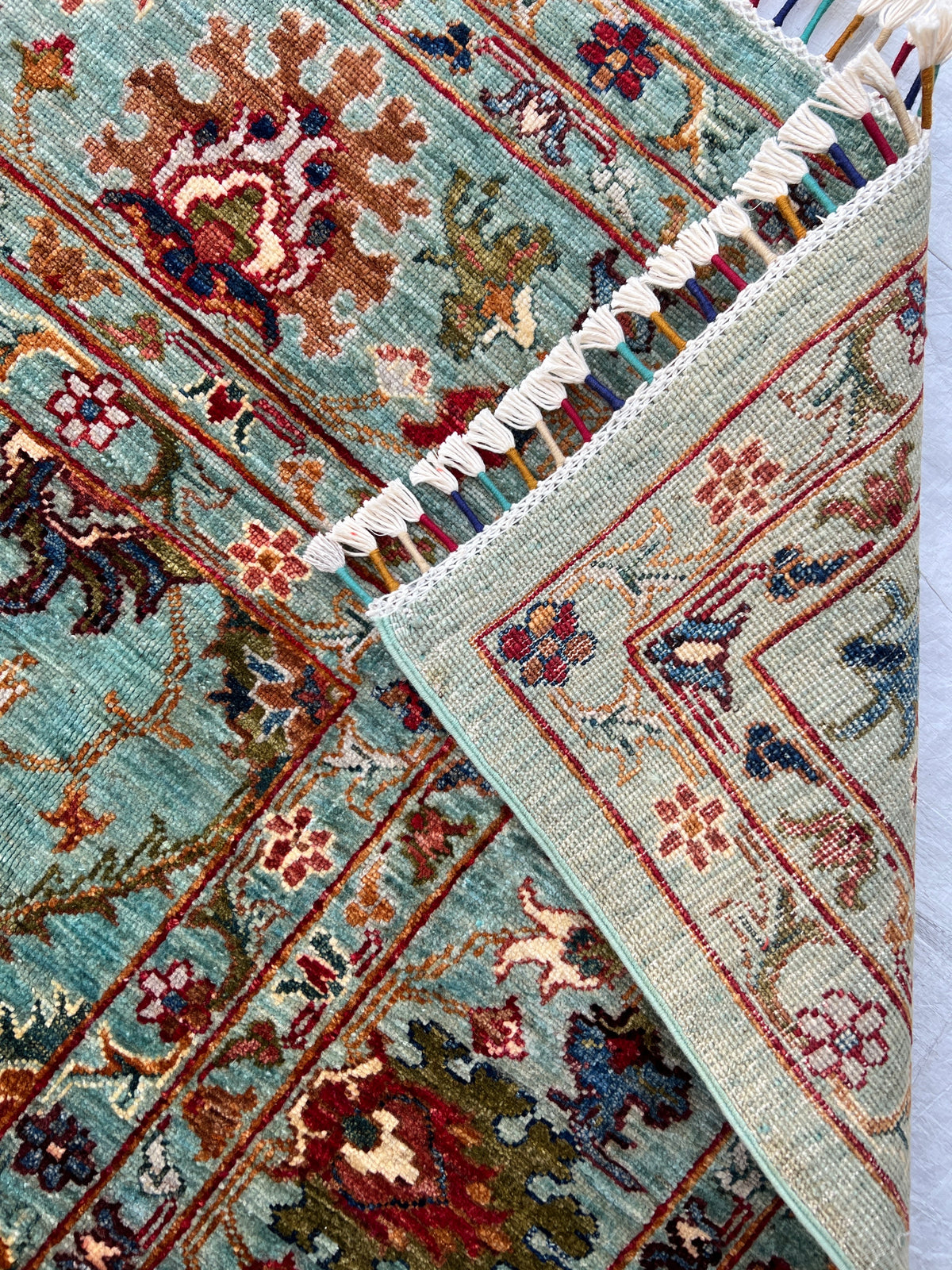 Chobi Rug 7x10 | hand-knotted wool | back of rug, knot detail