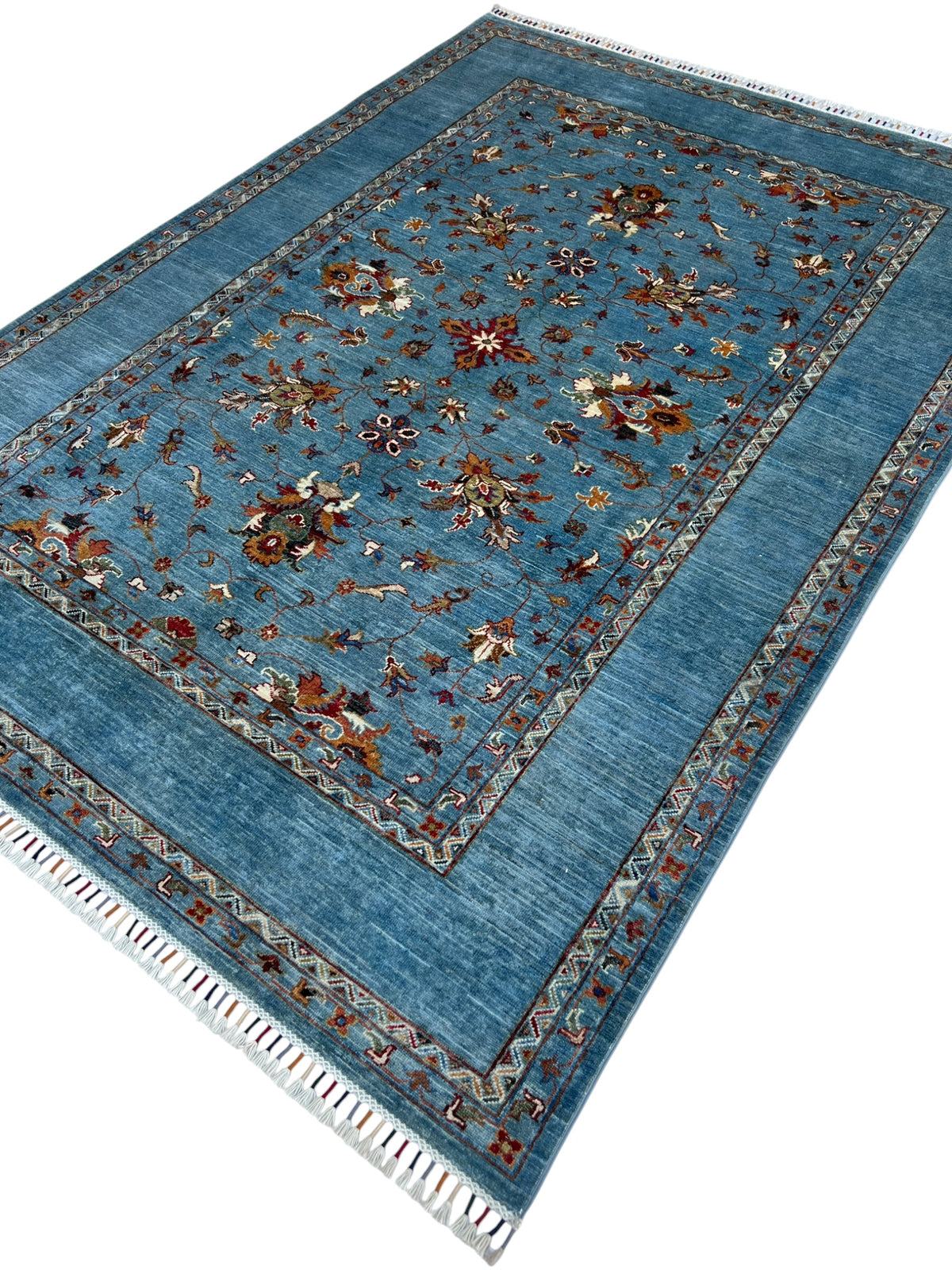 Chobi Rug 5x8 | hand-knotted wool | angled view
