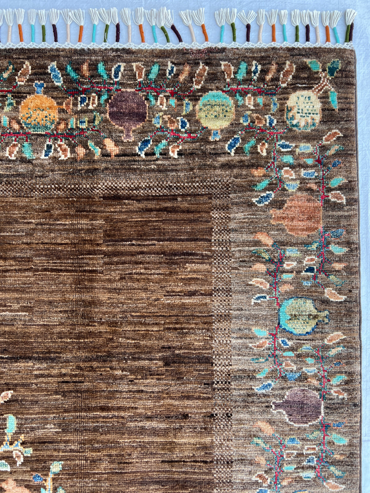Chobi Rug 5x7 | hand-knotted wool | close-up of pile and border